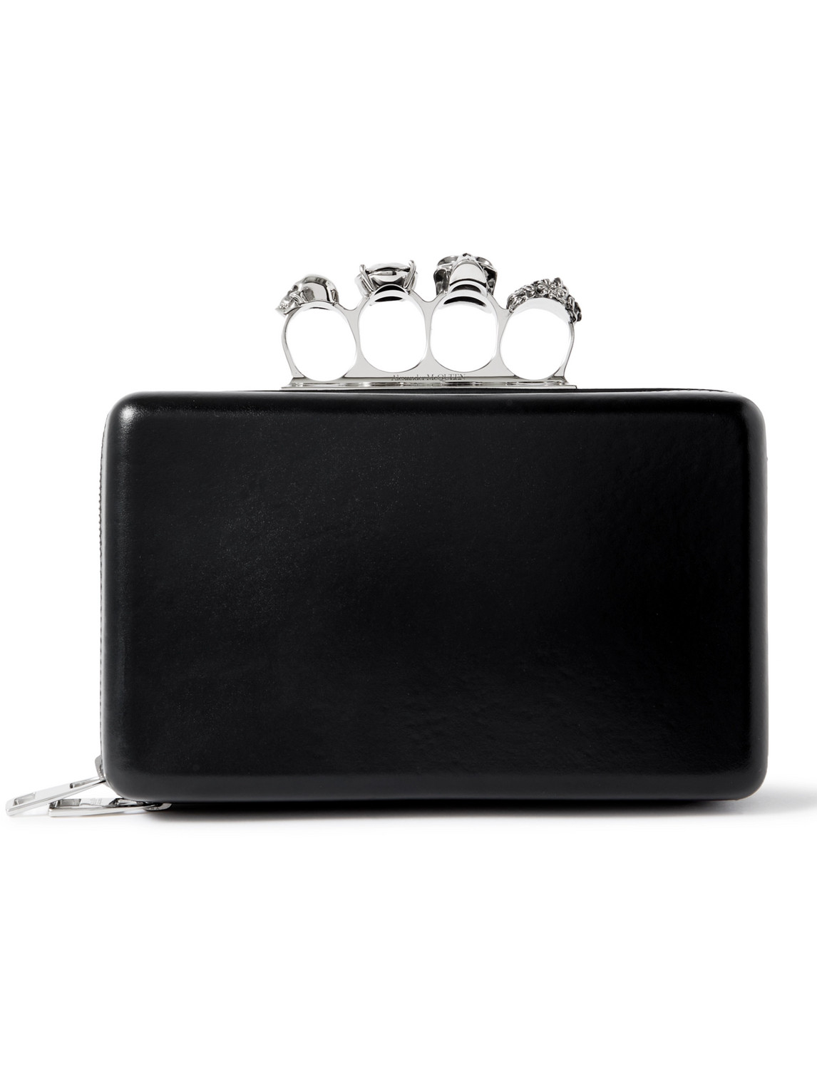 Alexander Mcqueen The Knuckle Twisted Leather And Silver-tone Messenger Bag In Black
