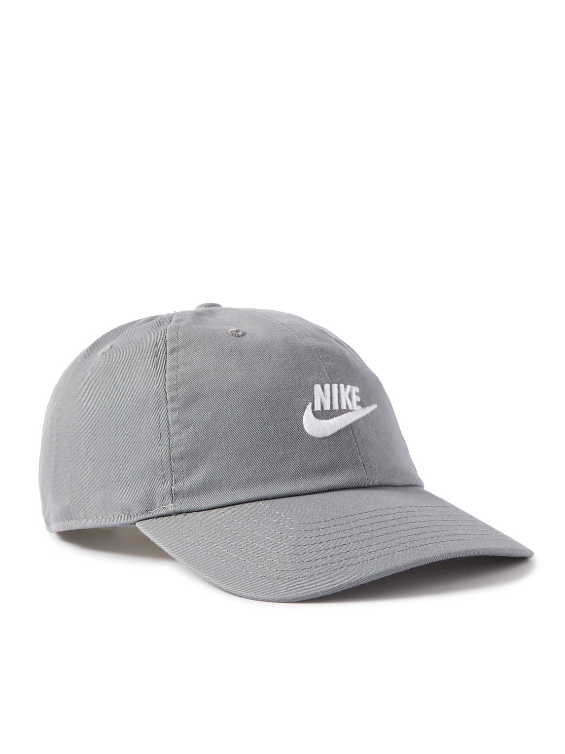 Nike Club Logo-embroidered Cotton-twill Baseball Cap In Grey