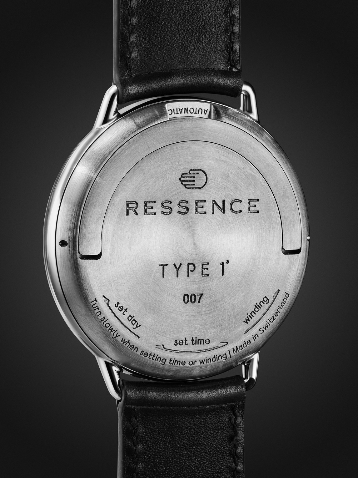 Shop Ressence Type 1 Automatic 42.7mm Titanium And Leather Watch, Ref. No. Type 1b In Black