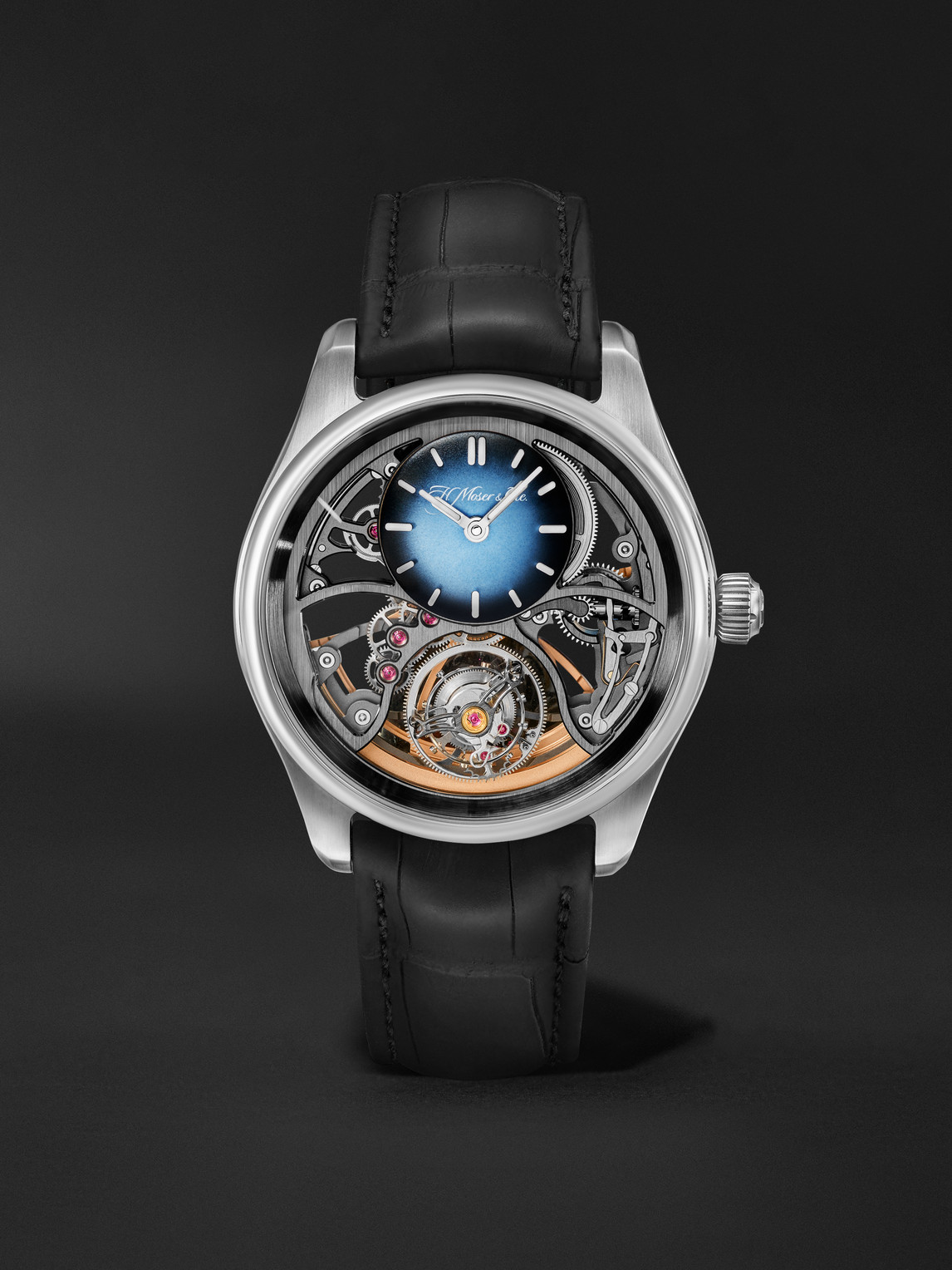 Pioneer Cylindrical Automatic Tourbillon Skeleton Steel Watch, Ref. 3811-1200