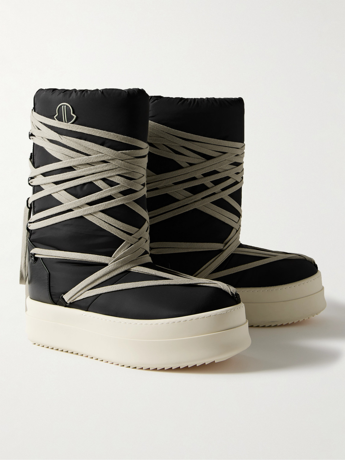 Shop Moncler Bigrocks Leather-trimmed Nylon Platform Boots In Black