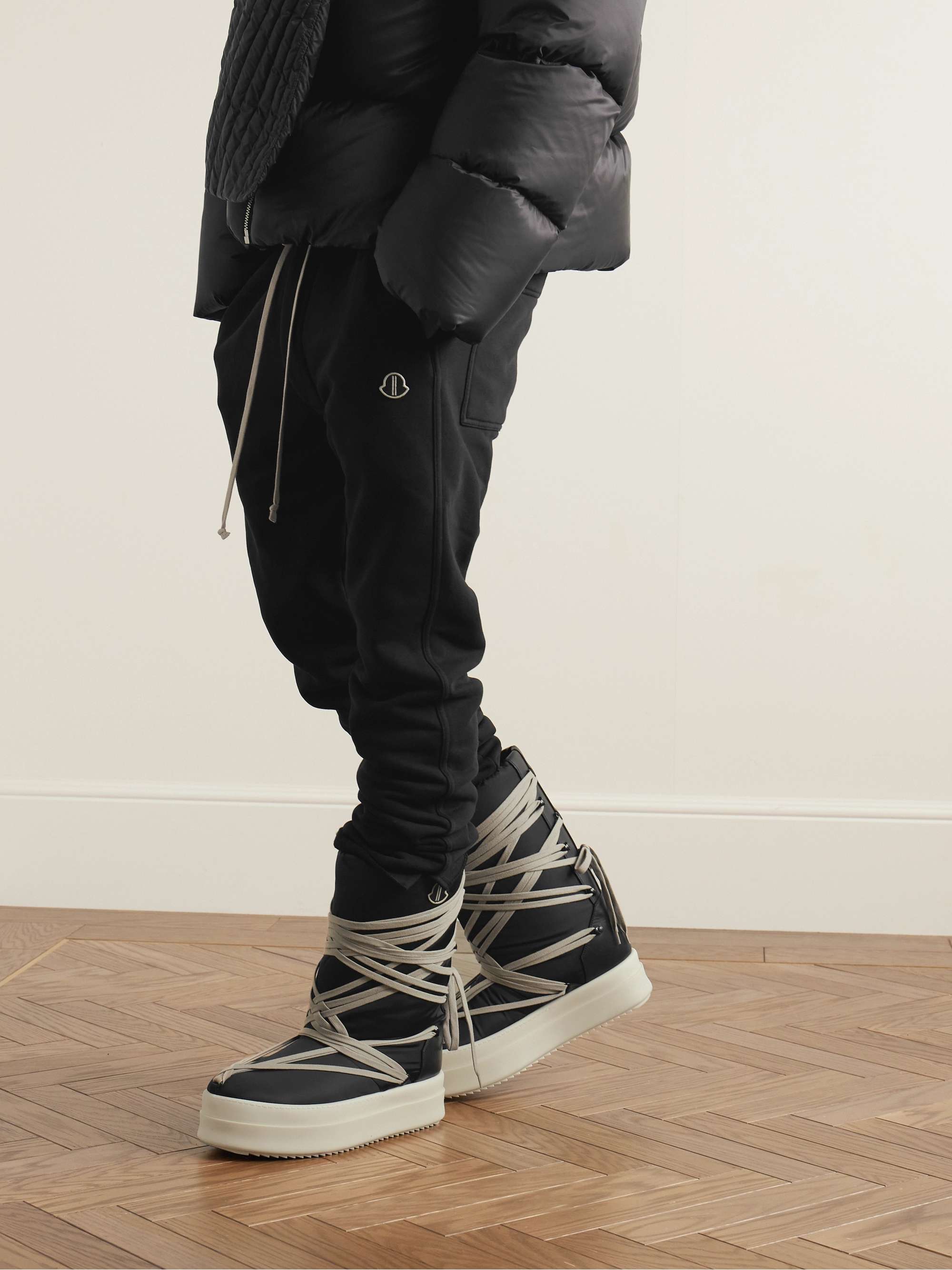 MONCLER + RICK OWENS Bigrocks Leather-Trimmed Nylon Platform Boots for ...