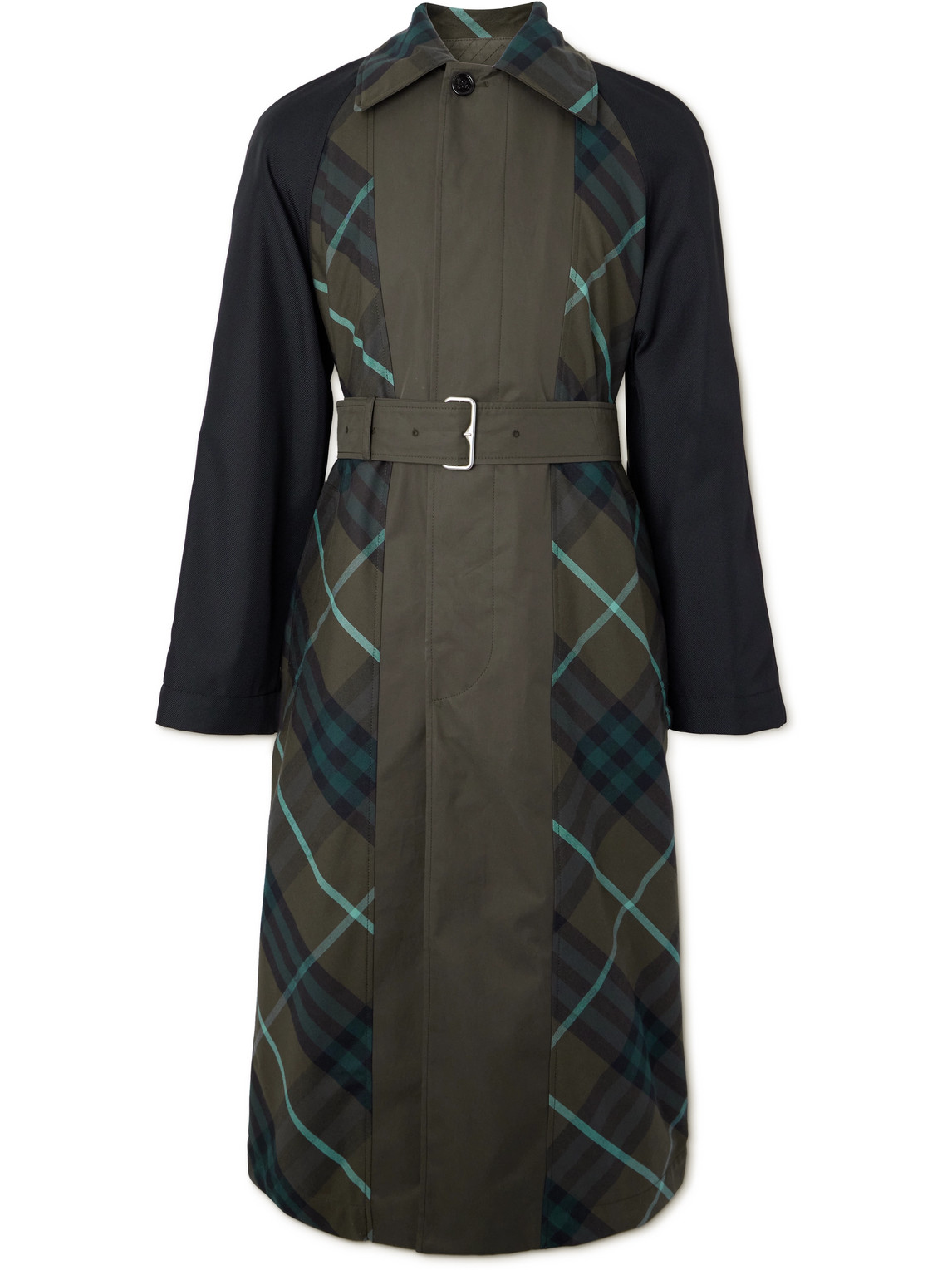 Burberry Belted Logo-appliquéd Checked Cotton-gabardine Trench Coat In Brown