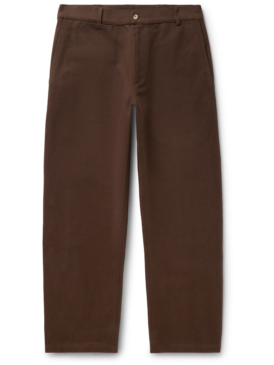 De Bonne Facture Balloon Straight-leg Cotton-drill Trousers In Brown