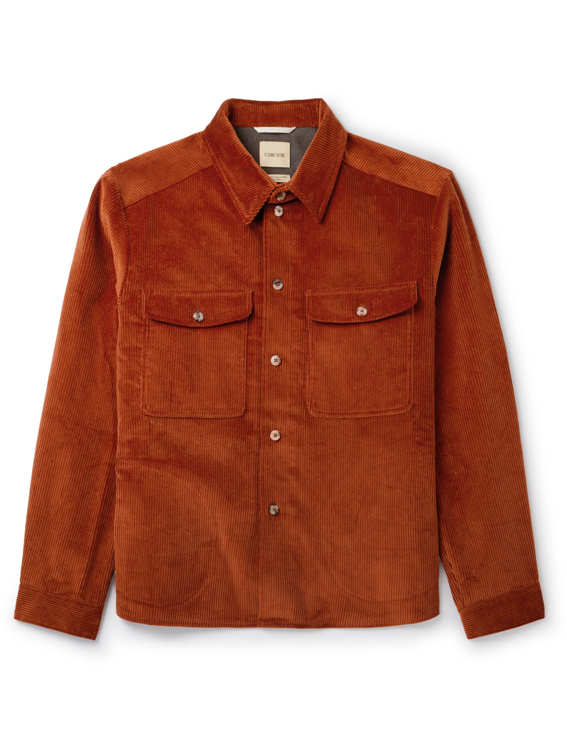 De Bonne Facture Orange Button Shirt In Orange