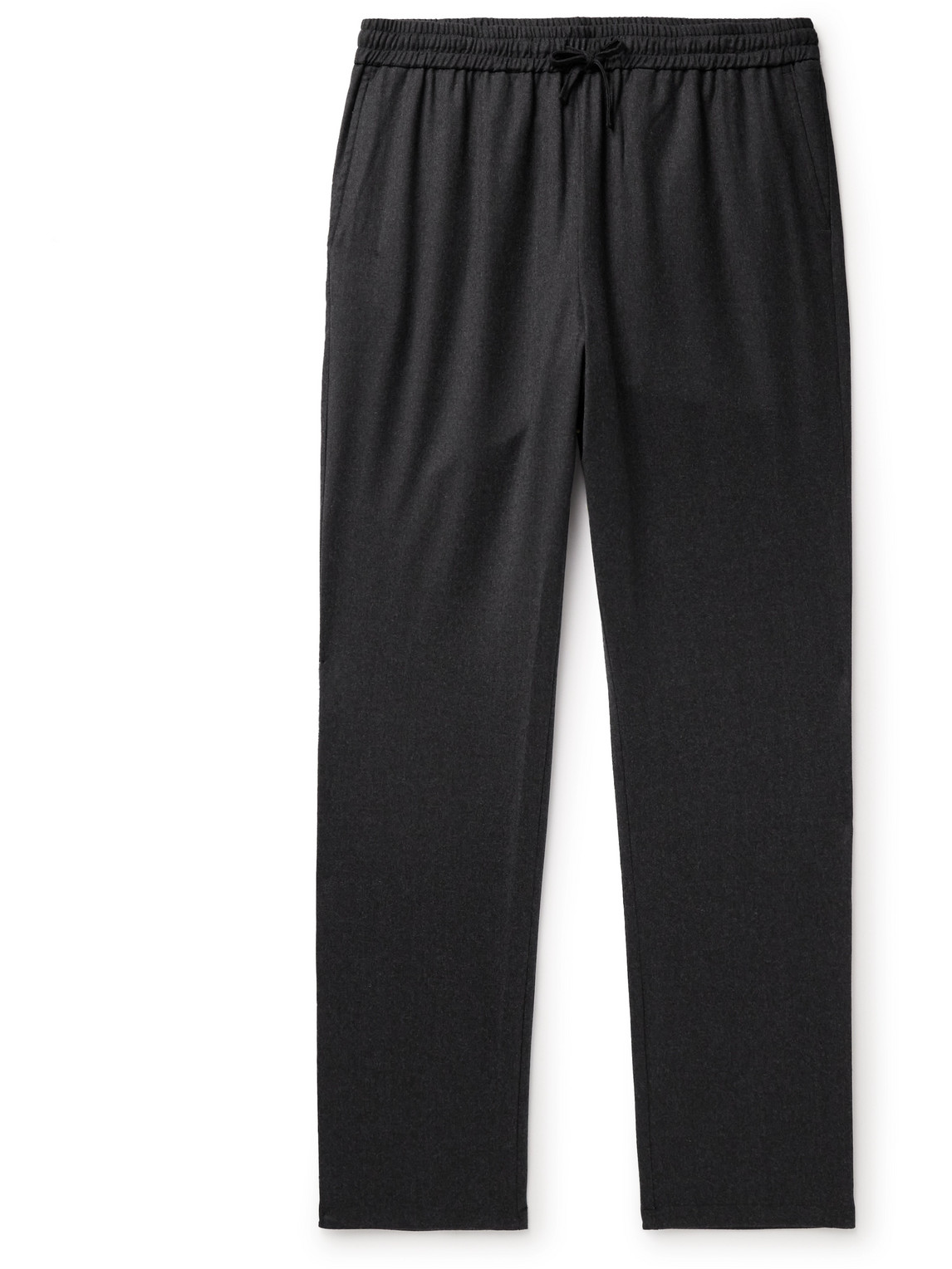 Straight-Leg Wool-Flannel Drawstring Trousers