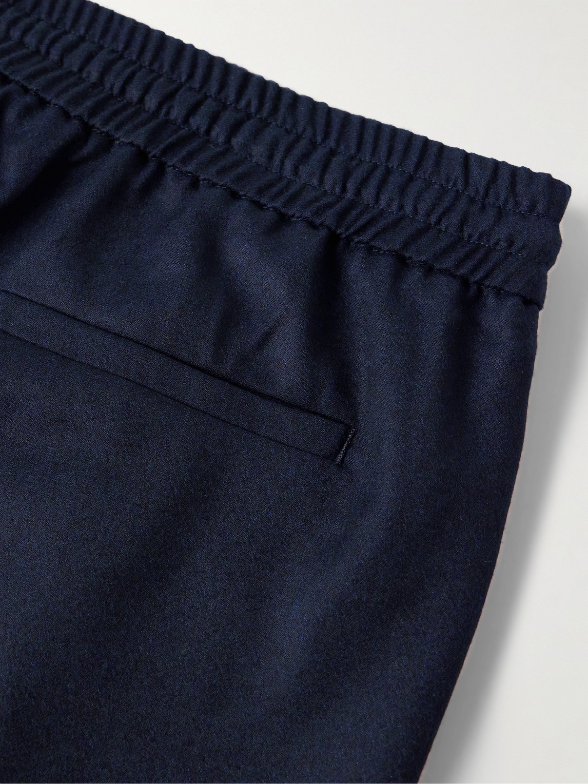 Shop De Bonne Facture Straight-leg Wool-flannel Drawstring Trousers In Blue