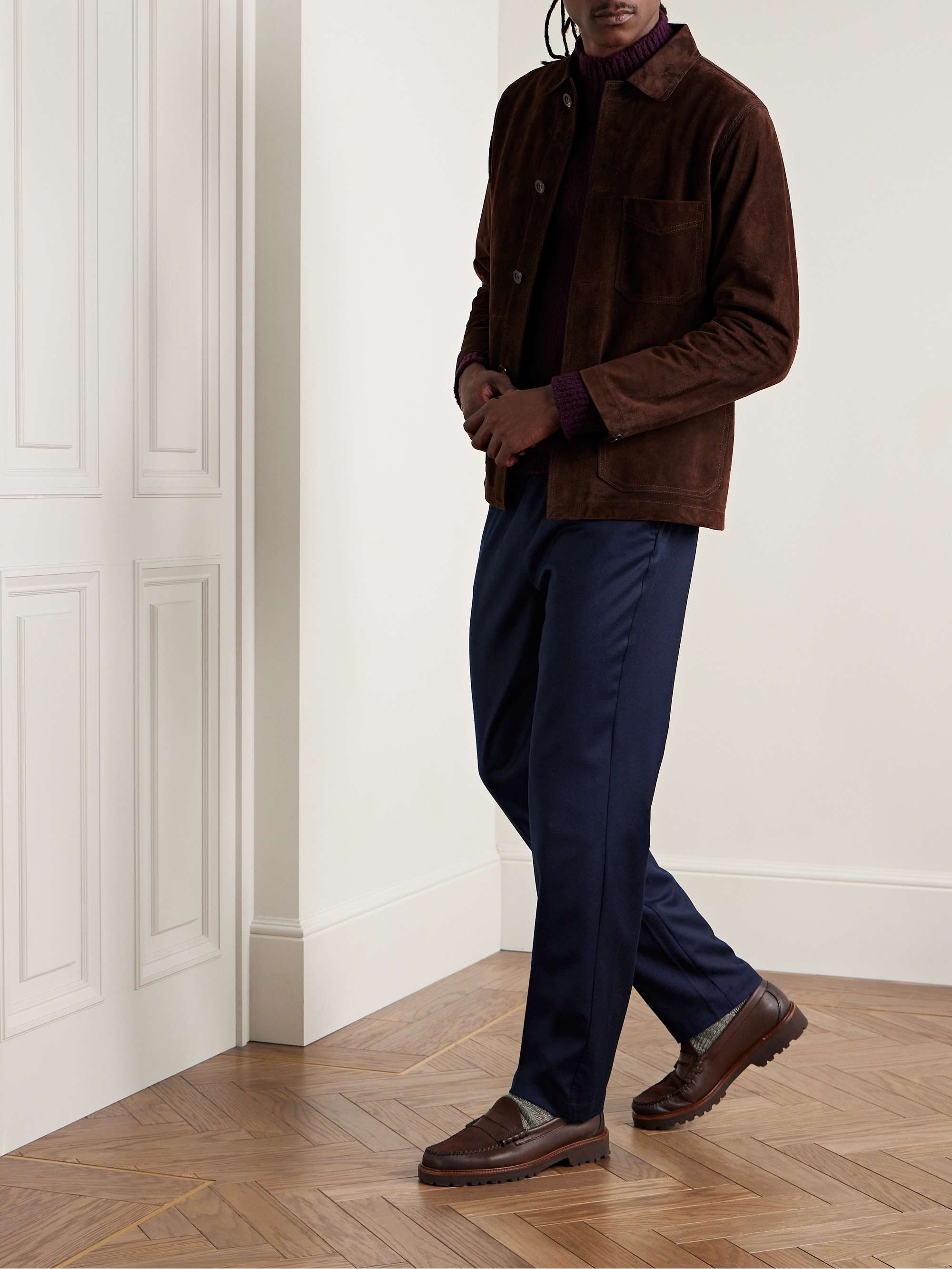 DE BONNE FACTURE StraightLeg WoolFlannel Drawstring Trousers for Men