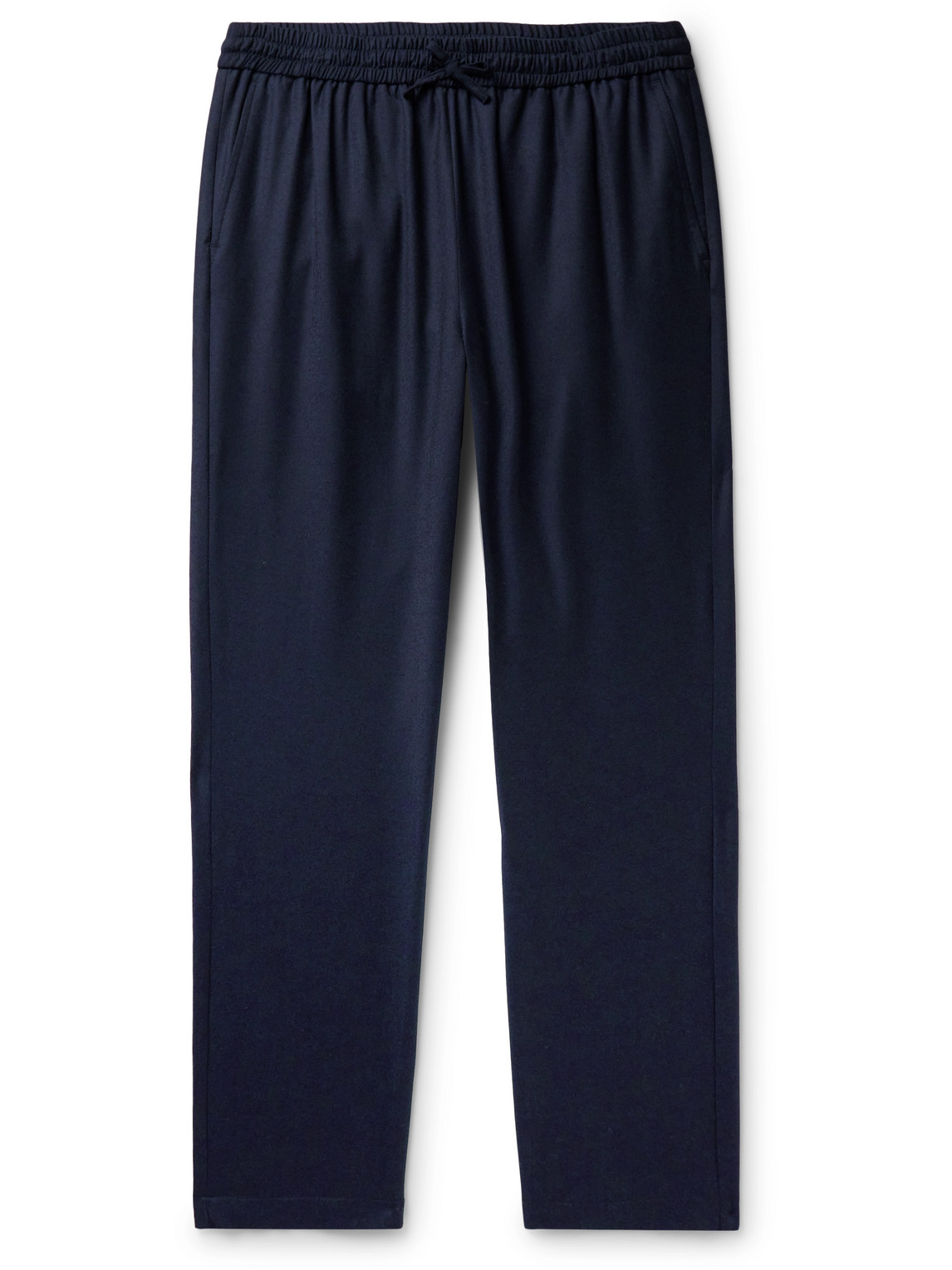 De Bonne Facture Straight-leg Wool-flannel Drawstring Trousers In Blue