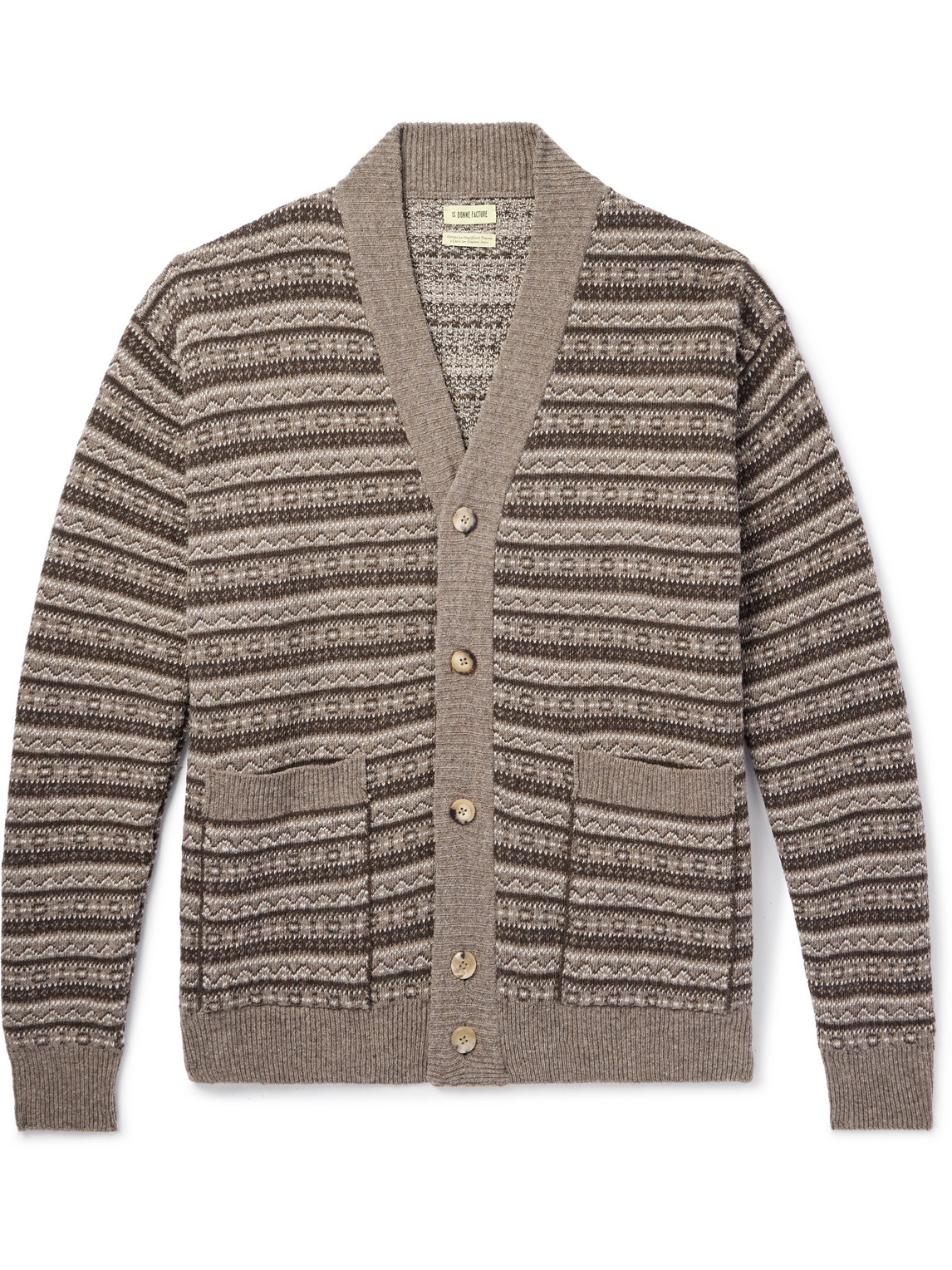 De Bonne Facture Striped Wool Cardigan In Brown
