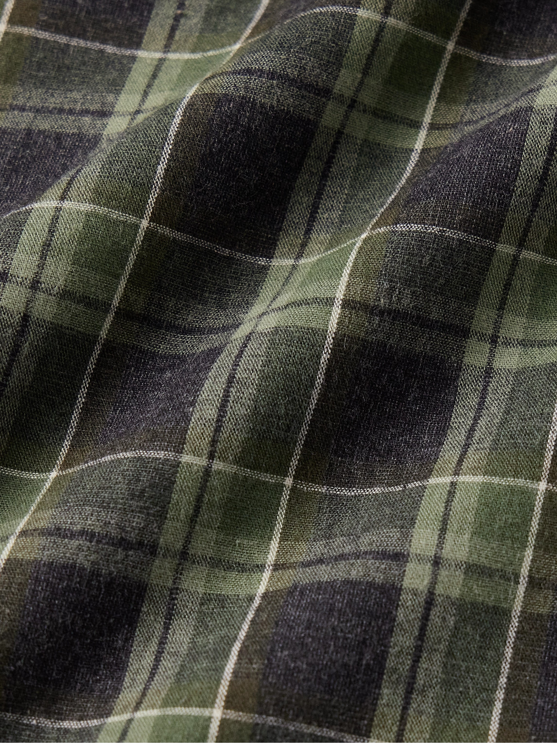 Shop De Bonne Facture Camargue Checked Brushed Cotton-flannel Shirt In Green