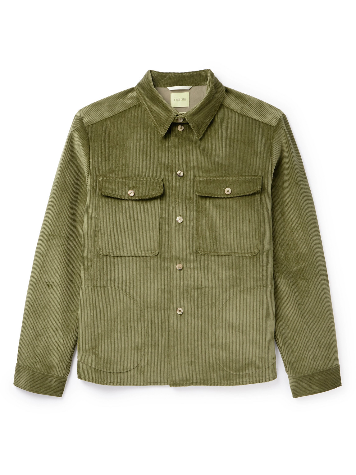 De Bonne Facture Cotton-corduroy Overshirt In Green