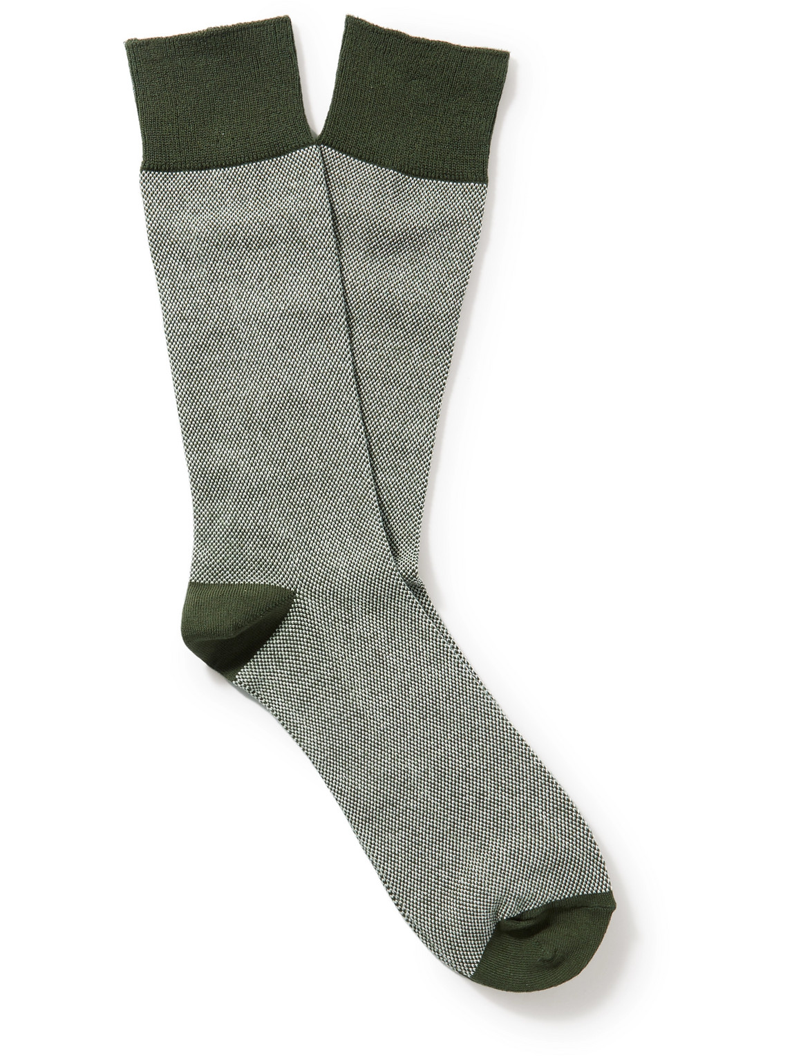 Mr P Birdseye Cotton-blend Socks In Green