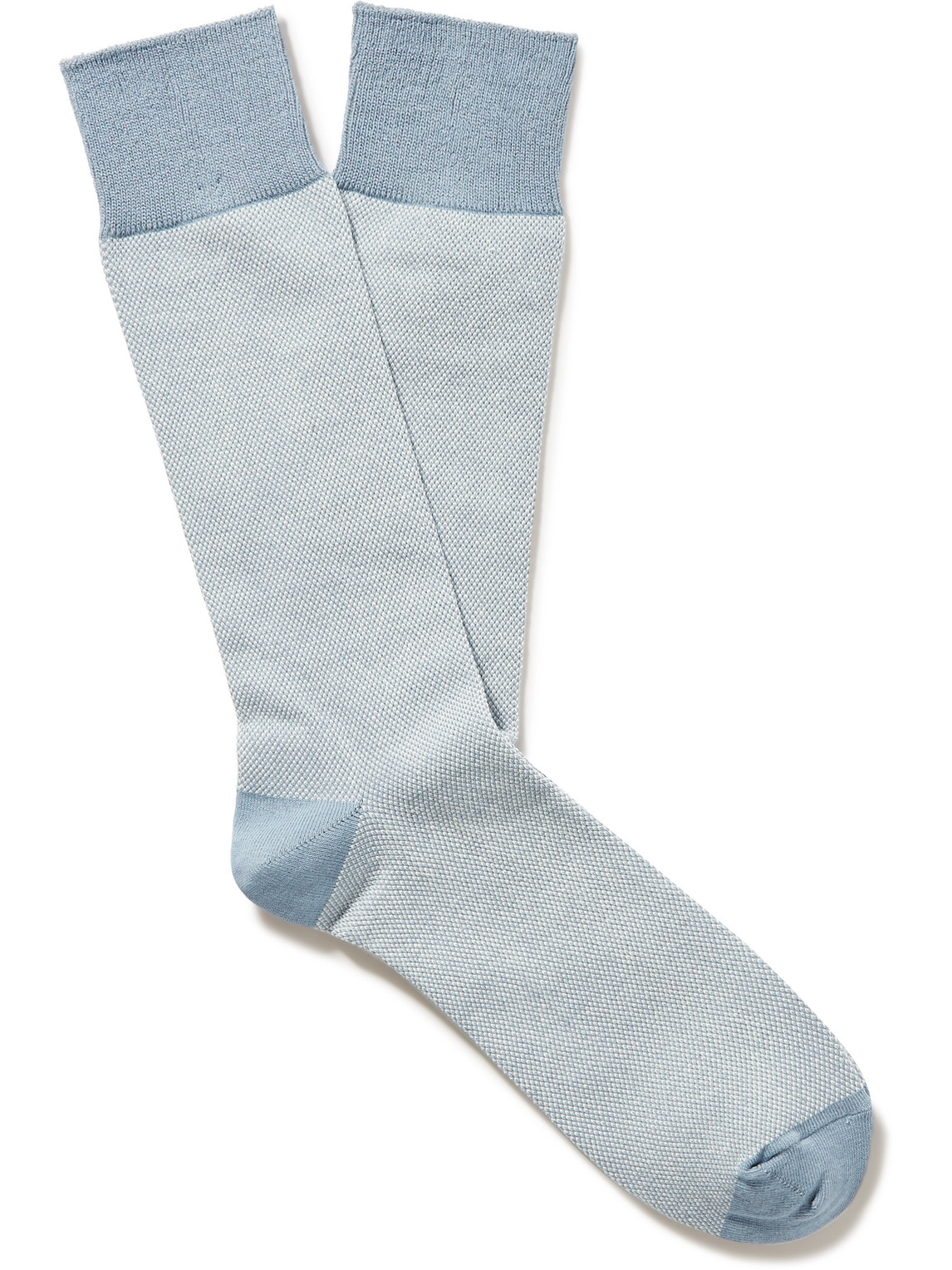 Mr P Birdseye Cotton-blend Socks In Blue
