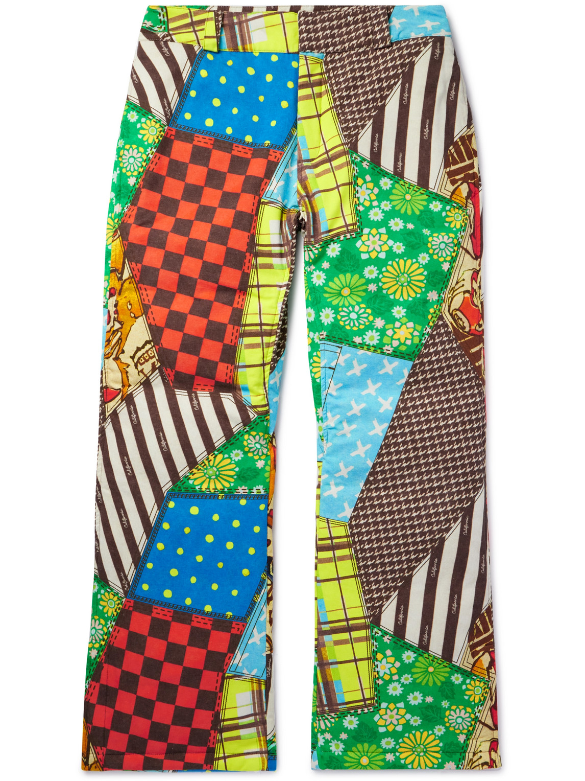 Straight-Leg Patchwork Cotton and TENCEL™ Lyocell-Blend Twill Down Trousers