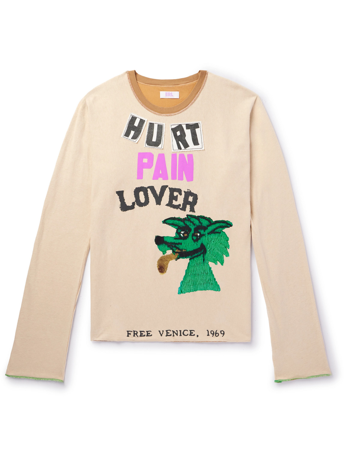 Erl Slogan-print Long-sleeve T-shirt In Neutrals