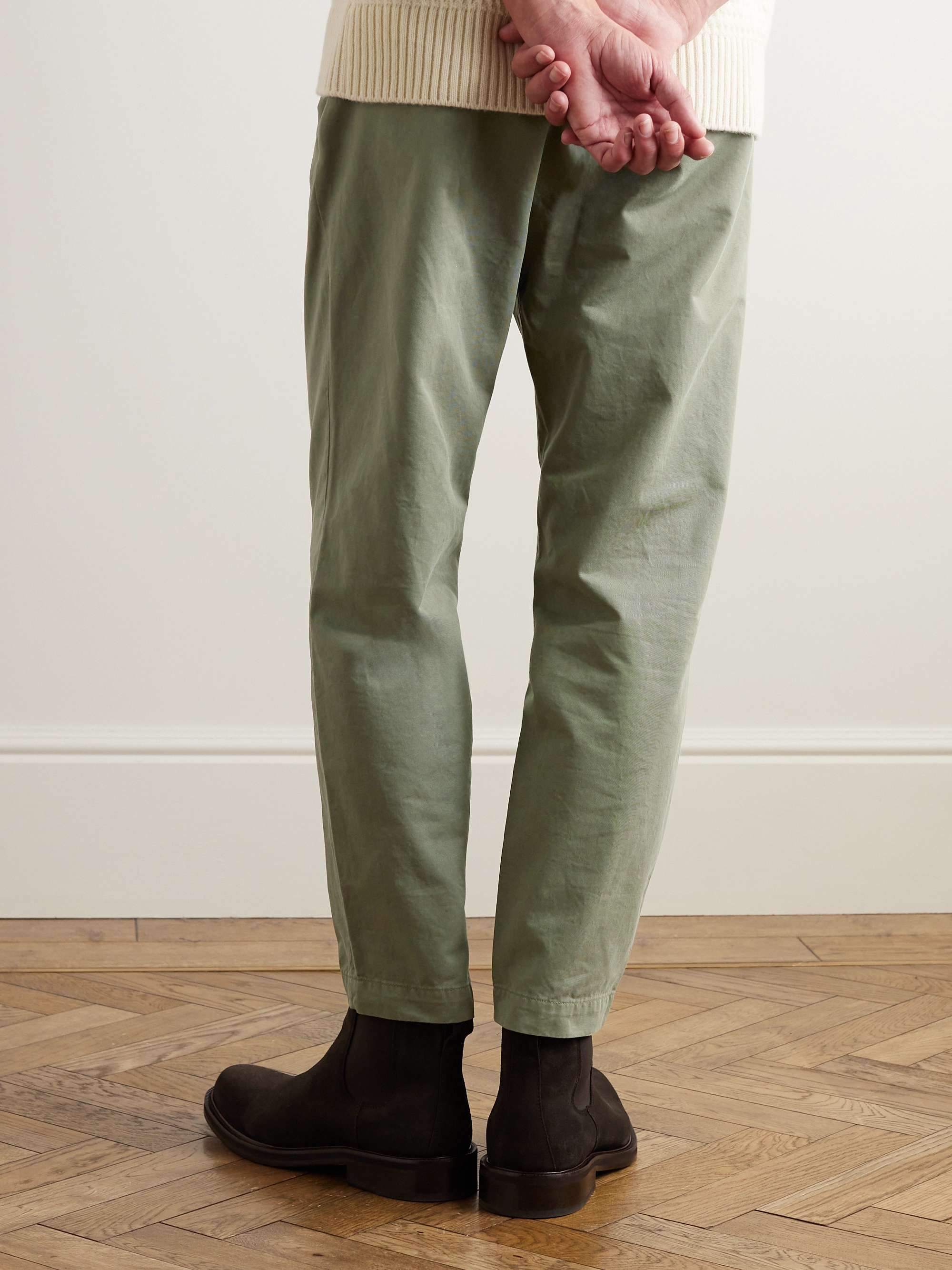 MR P. Tapered Pleated Garment-Dyed Cotton-Blend Twill Trousers for Men ...