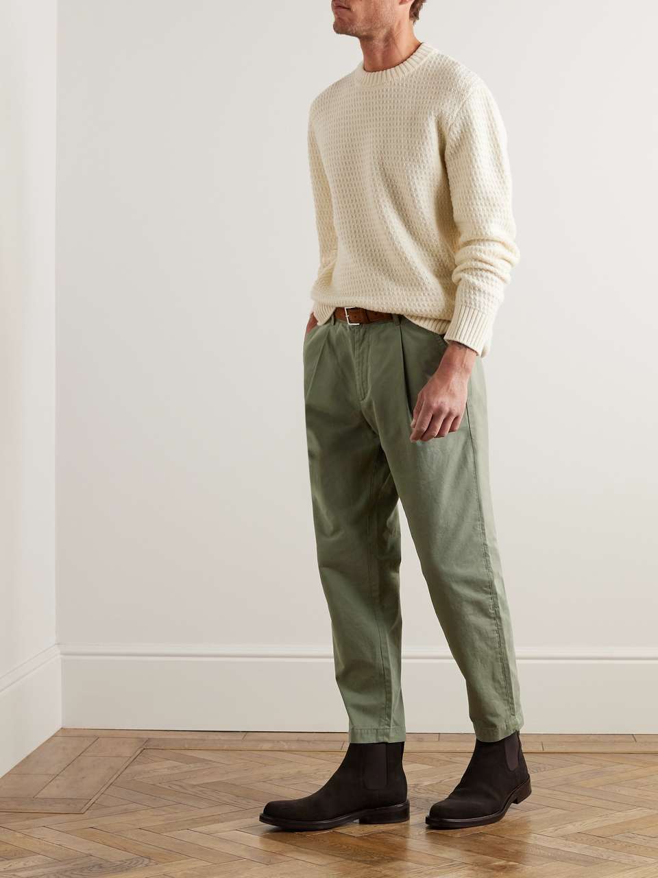 MR P. Tapered Pleated Garment-Dyed Cotton-Blend Twill Trousers for Men ...