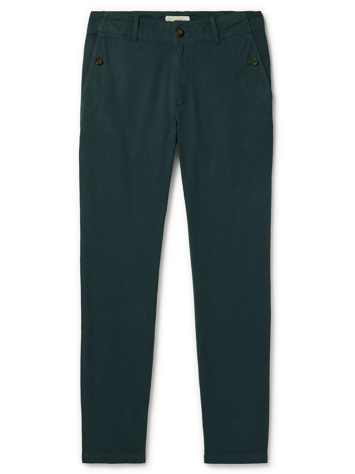 Mr P Straight-leg Herringbone Cotton Trousers In Blue