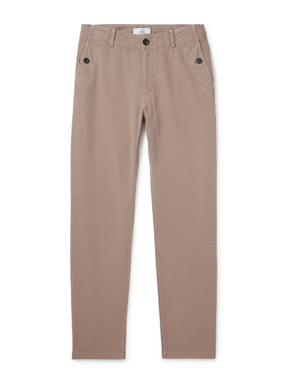 Mr P Straight-leg Herringbone Cotton Trousers In Brown