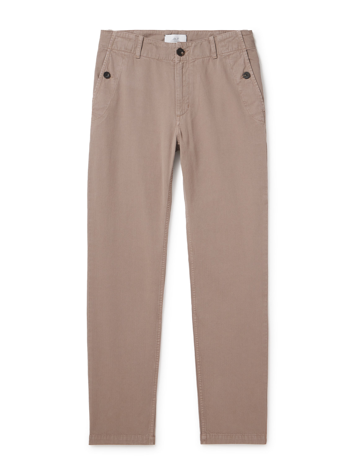 Straight-Leg Herringbone Cotton Trousers