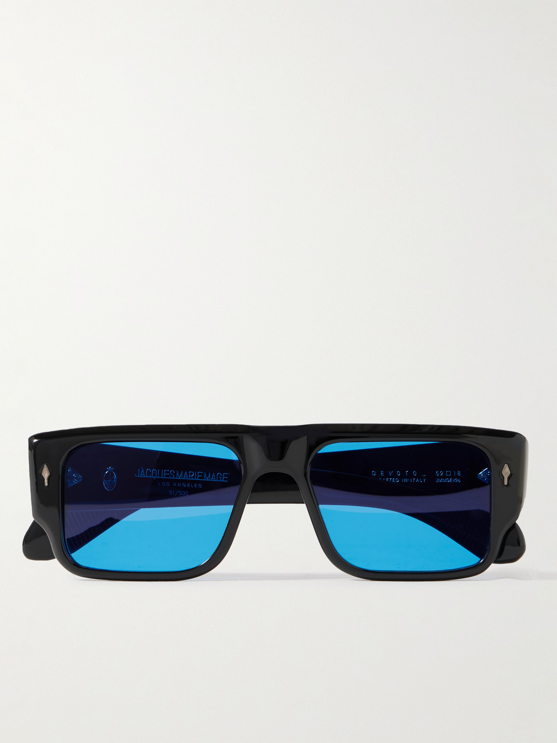 Jacques Marie Mage Devoto Rectangular-frame Acetate And Silver-tone Sunglasses In Black