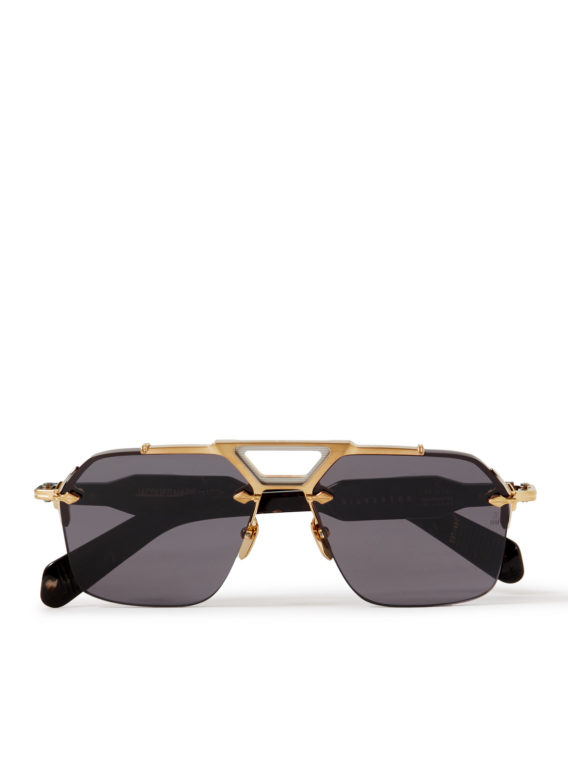 JACQUES MARIE MAGE SILVERTON AVIATOR-STYLE SILVER- AND GOLD-TONE AND ACETATE SUNGLASSES