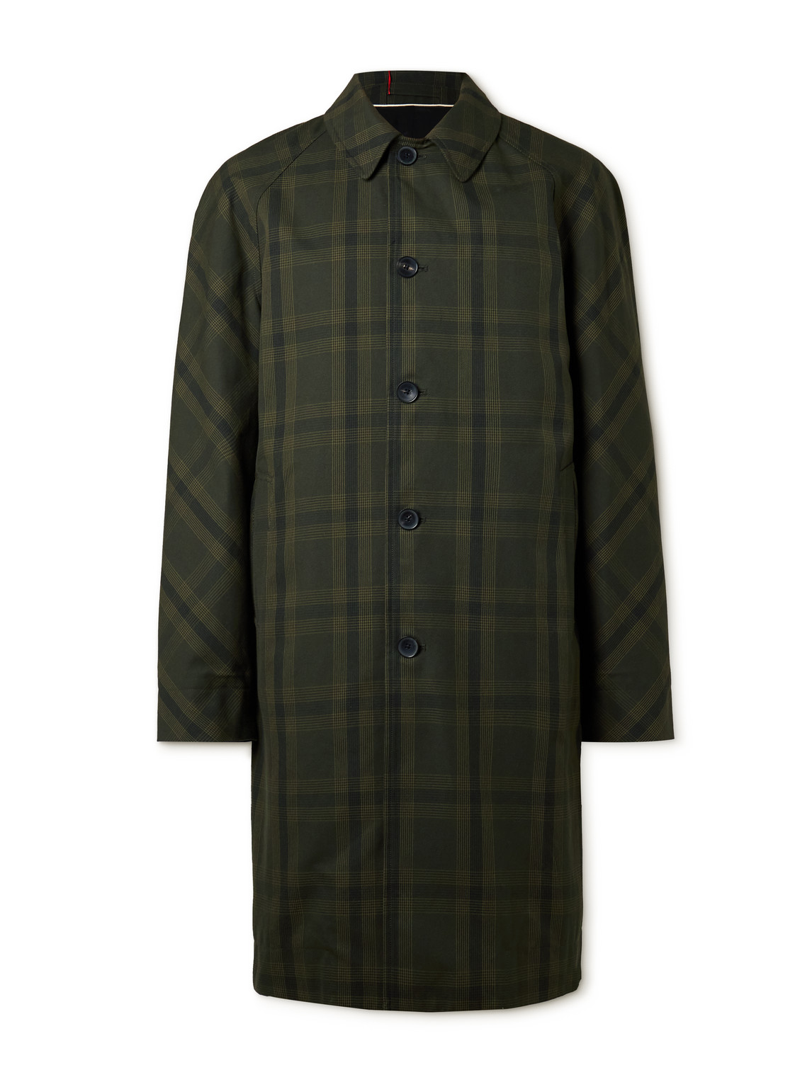 Mr P Checked Cotton-twill Coat In Green