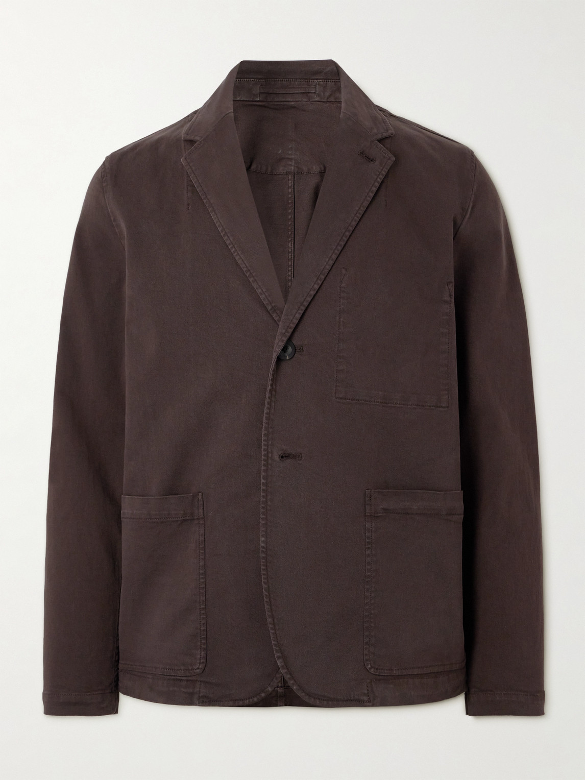 Mr P Garment-dyed Cotton-blend Twill Blazer In Brown