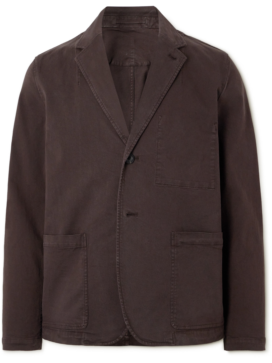 Mr P Garment-dyed Cotton-blend Twill Blazer In Brown
