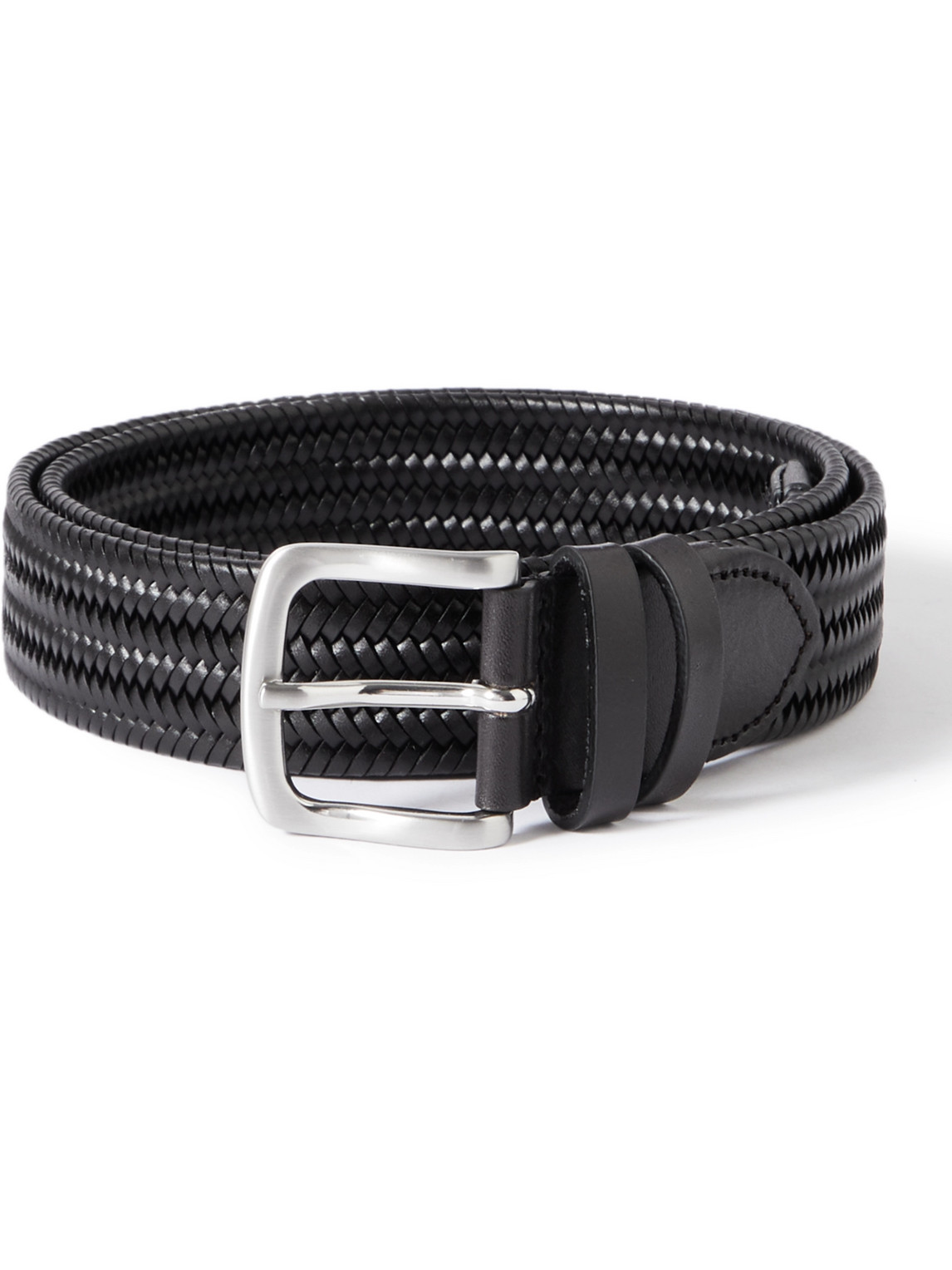 Mr P 3.5cm Woven Leather Belt In Black