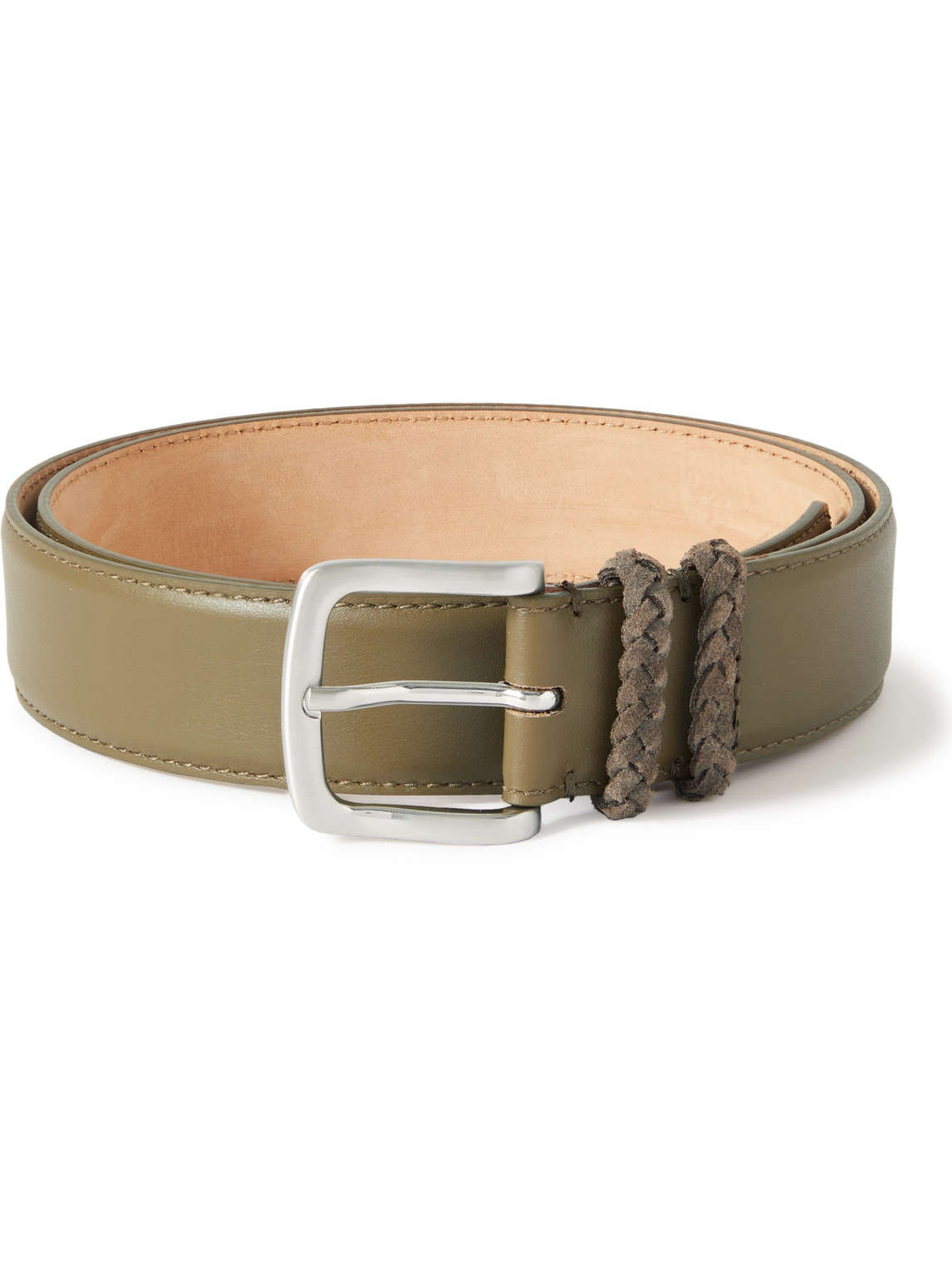 Mr P 3.5cm Leather Belt In Green