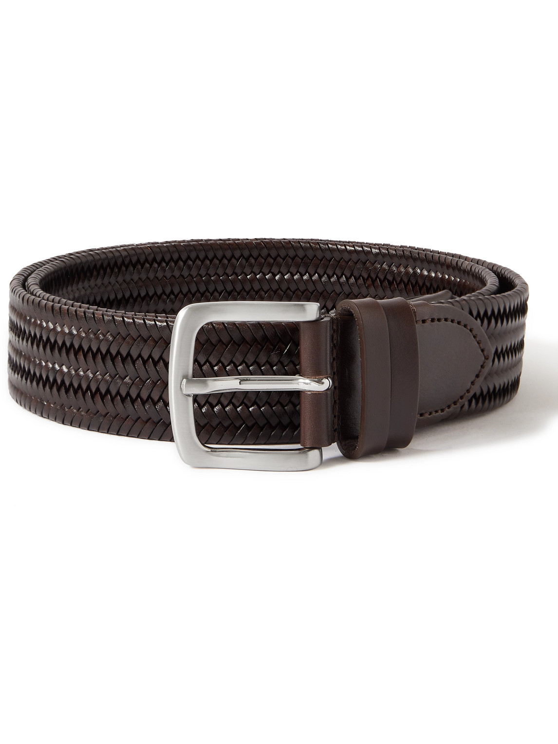 Mr P 3.5cm Woven Leather Belt In Brown