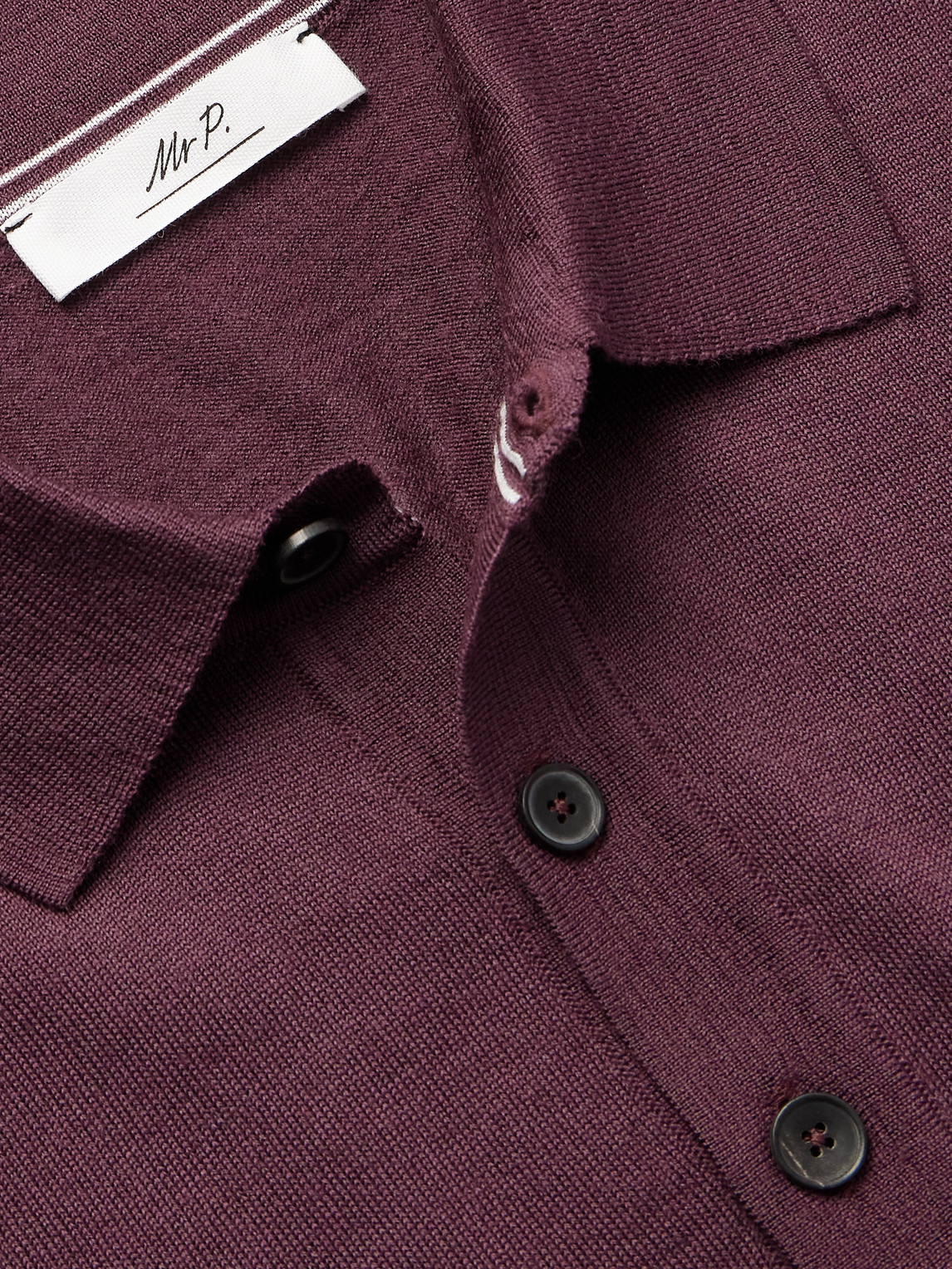 Shop Mr P Gerry Merino Wool Polo Shirt In Purple