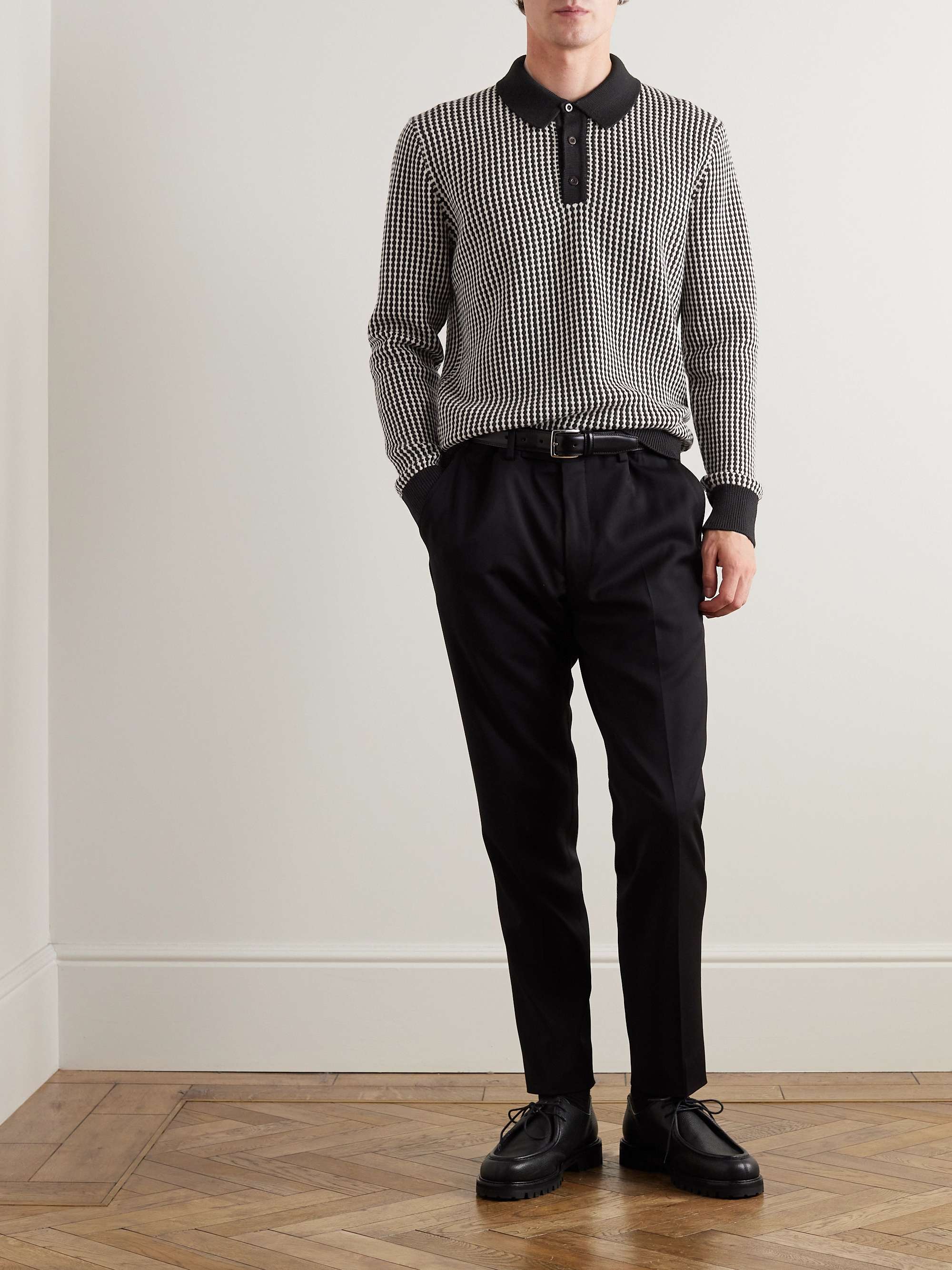 Striped wool polo shirt