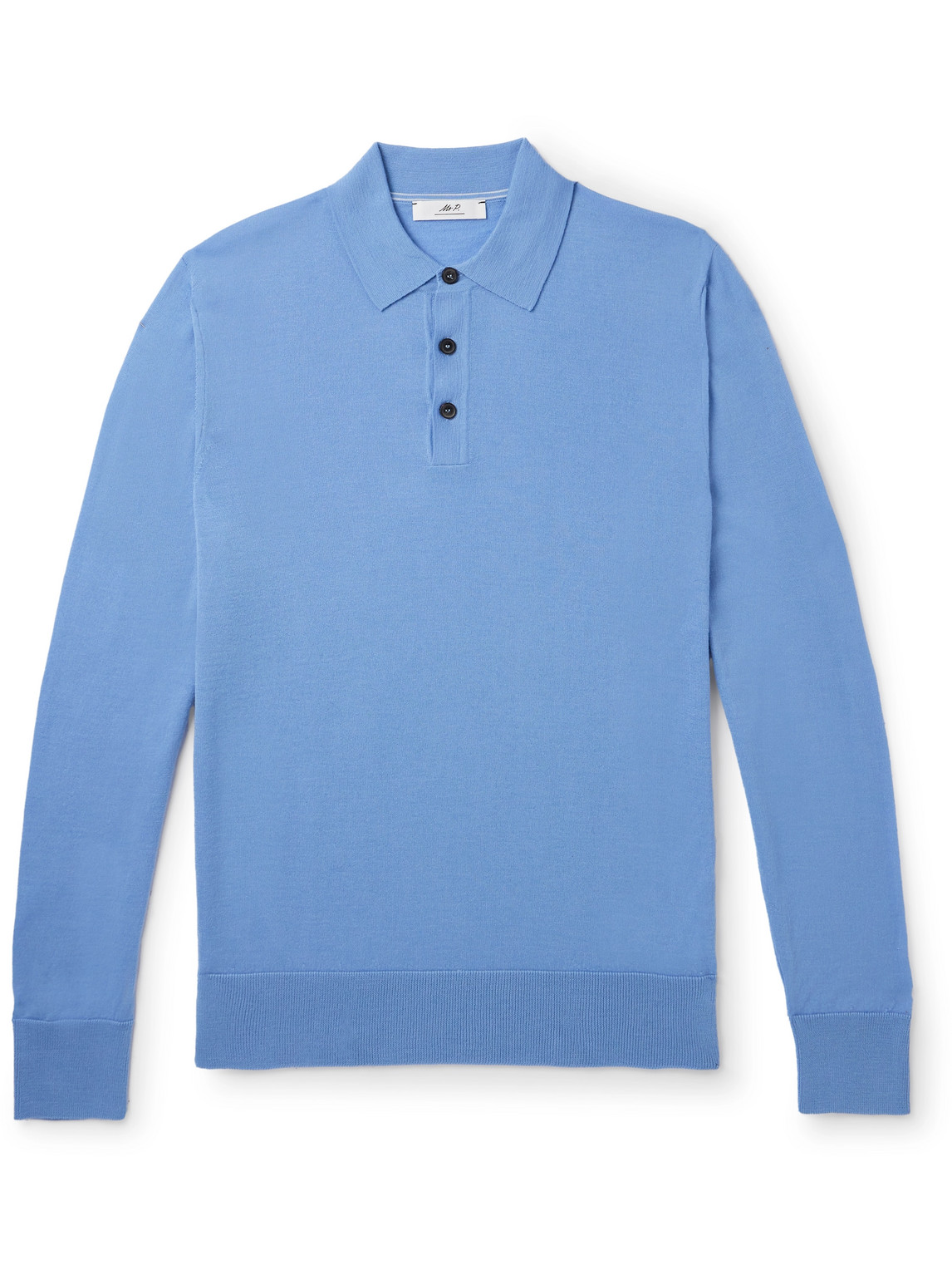 Mr P Merino Wool Polo Shirt In Blue