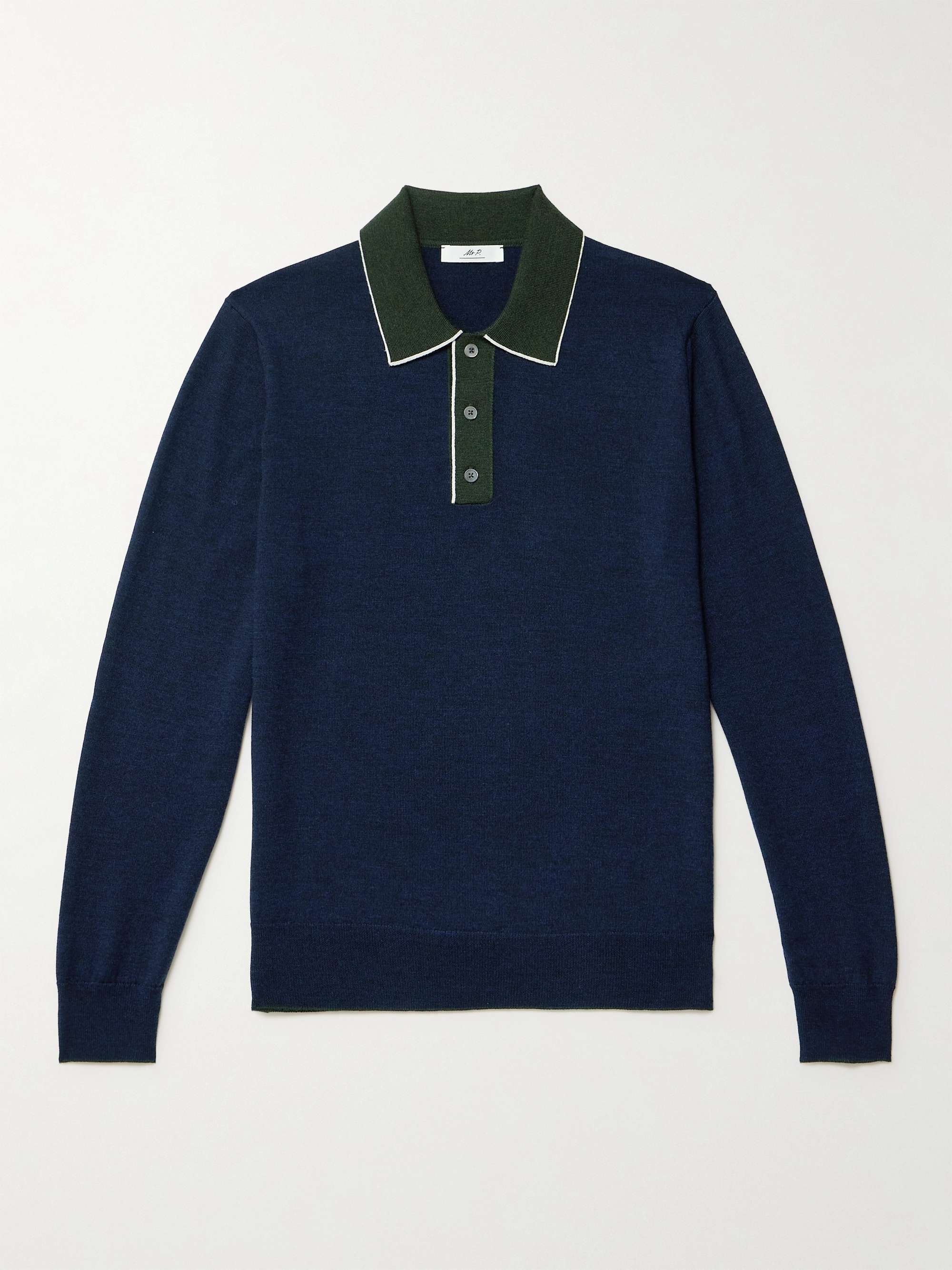 MR P. Colour-Block Merino Wool Polo Shirt for Men | MR PORTER