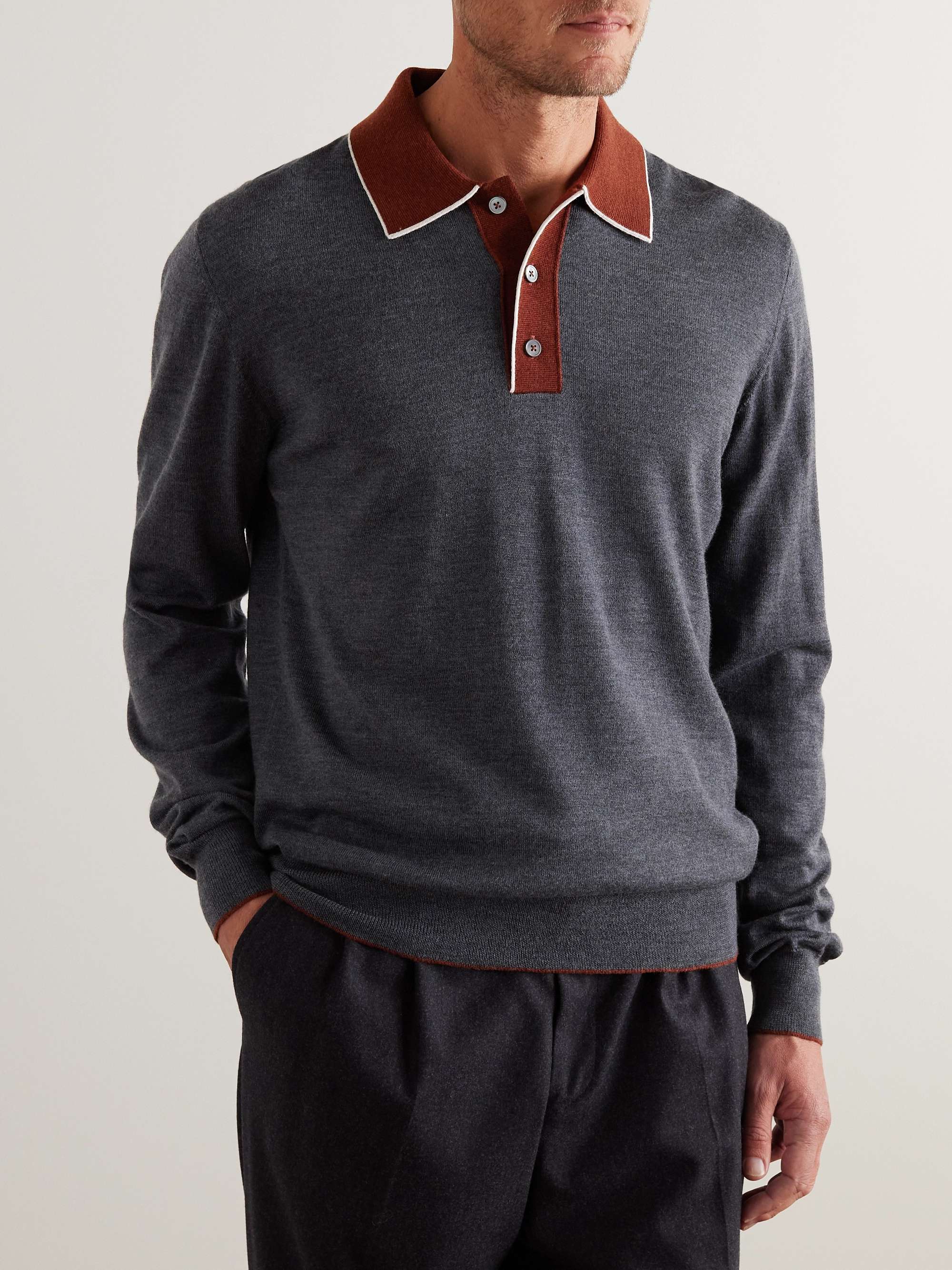 MR P. Colour-Block Merino Wool Polo Shirt for Men | MR PORTER