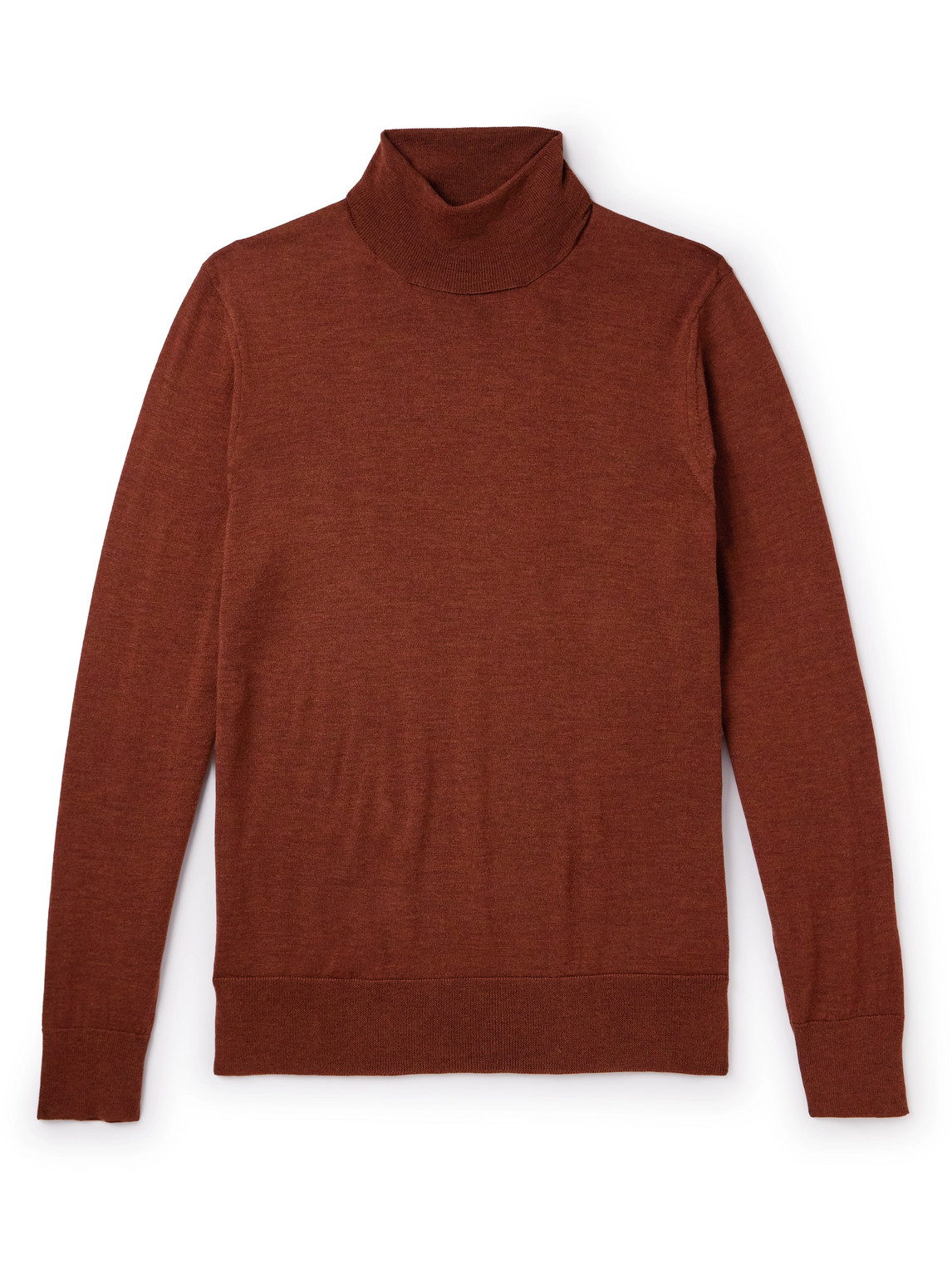 Mr P Slim-fit Merino Wool Rollneck Sweater In Burgundy