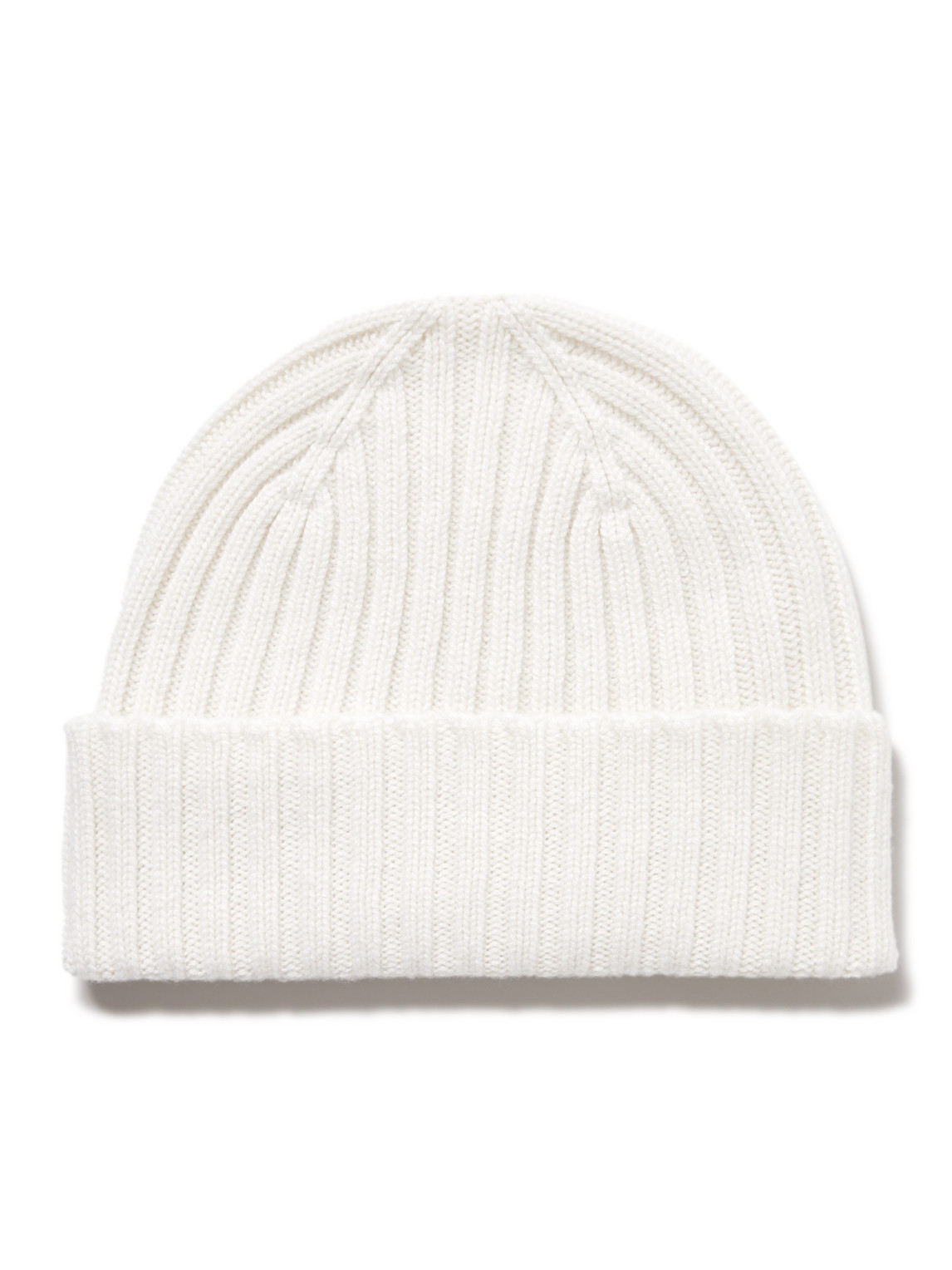 Mr P Cairn Ribbed Cashmere Beanie In White