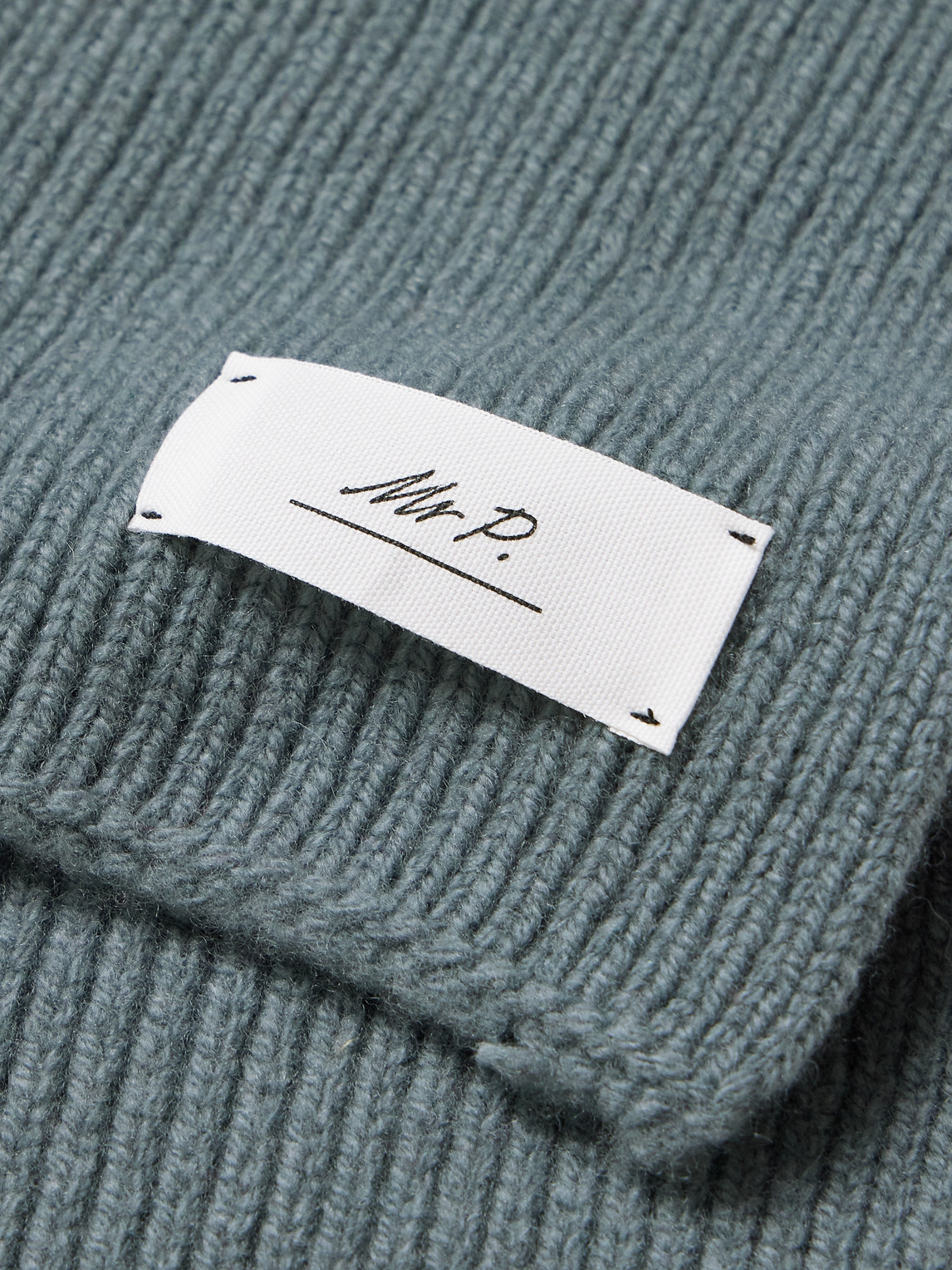 Mr P Ribbed Wool Scarf In Blue