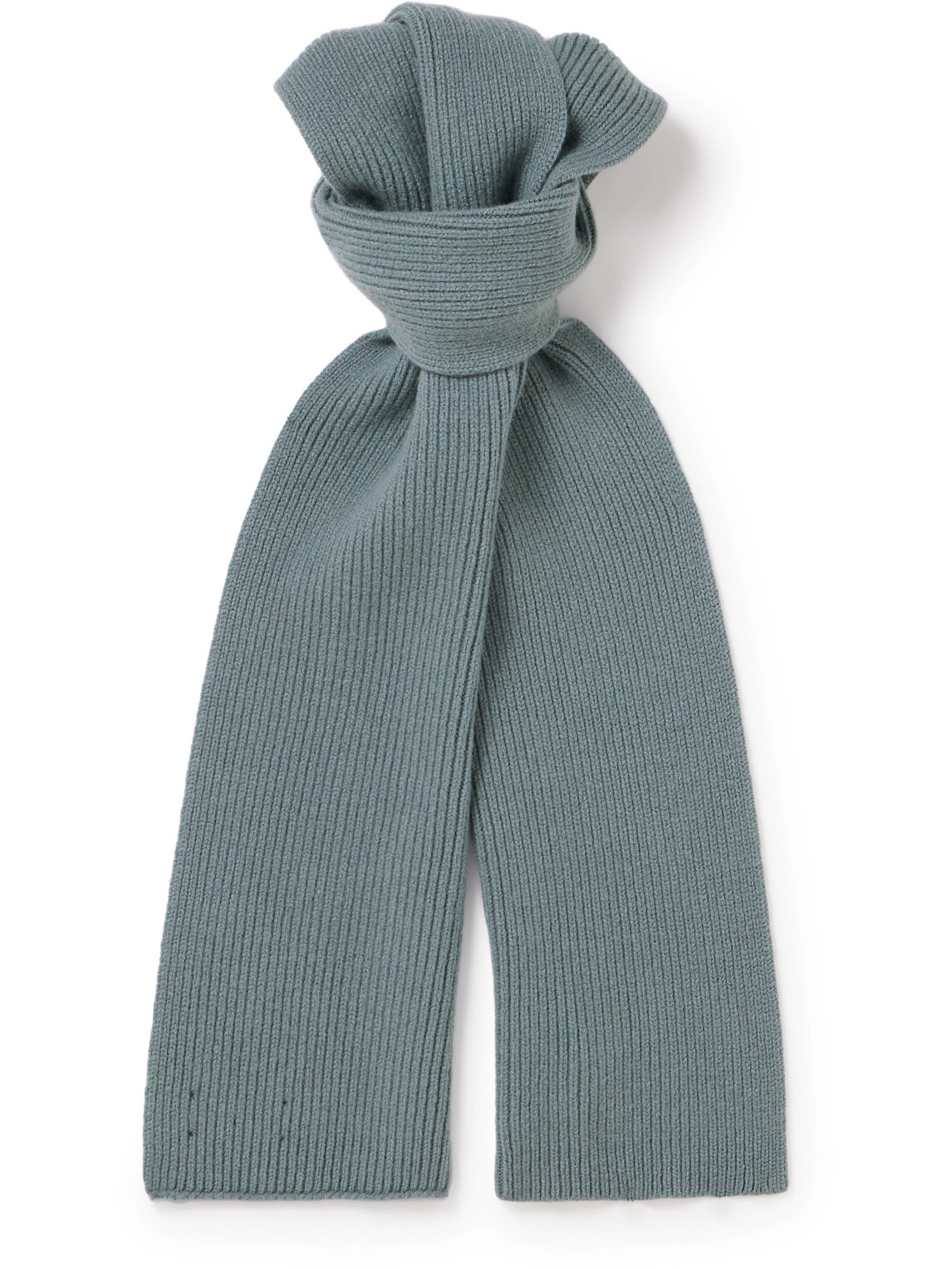 Mr P Ribbed Wool Scarf In Blue