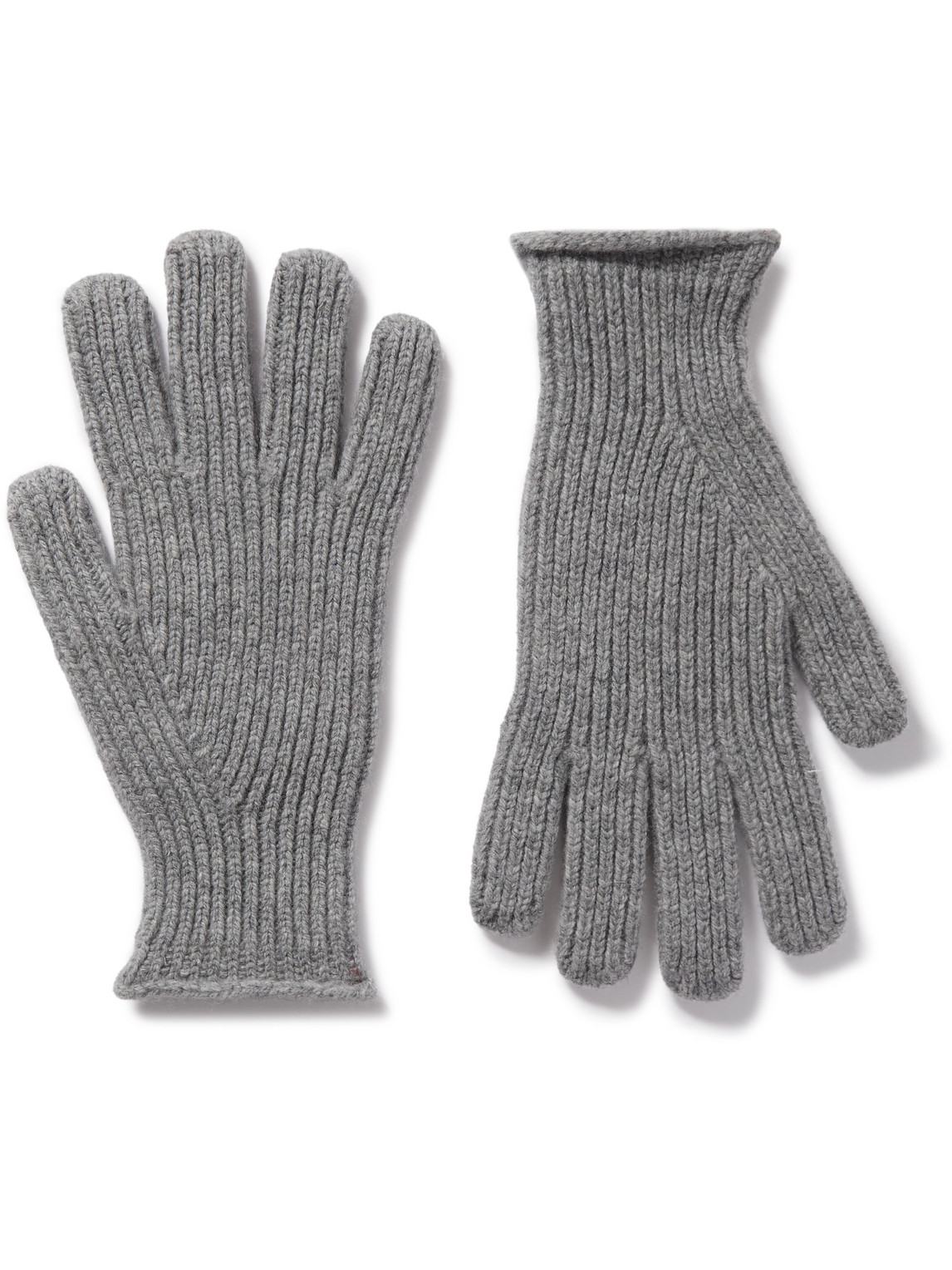 Mr P Ribbed Wool Gloves In Gray