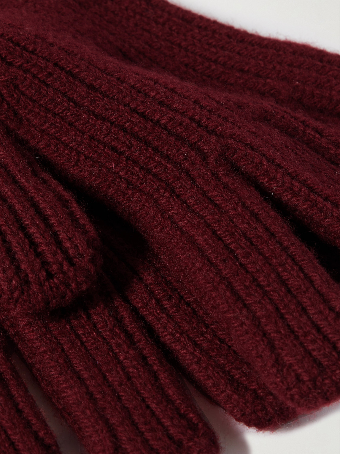 Shop Mr P Ribbed Wool Gloves In Burgundy