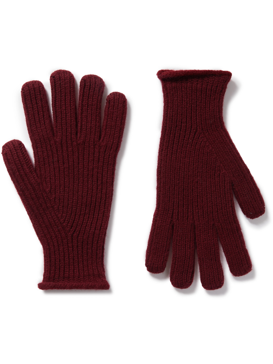 Mr P Ribbed Wool Gloves In Burgundy