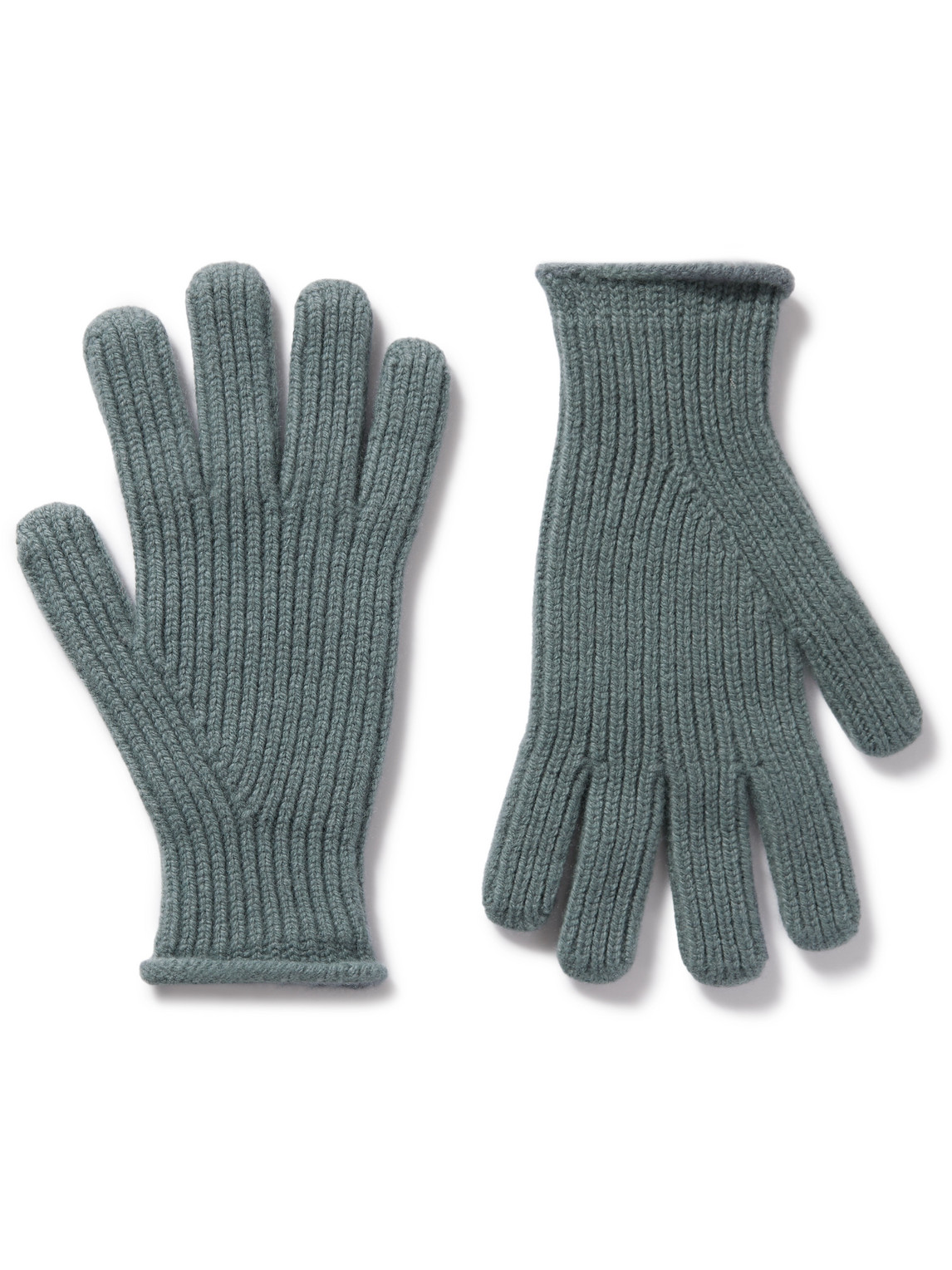 Mr P Ribbed Wool Gloves In Blue