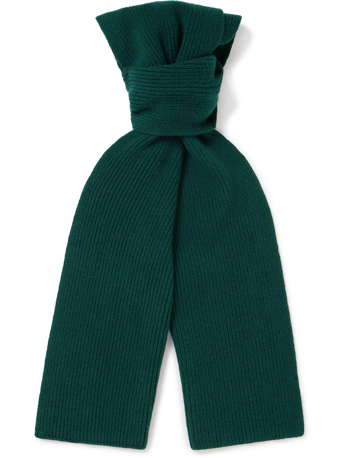 Mr P Ribbed Wool Scarf In Green