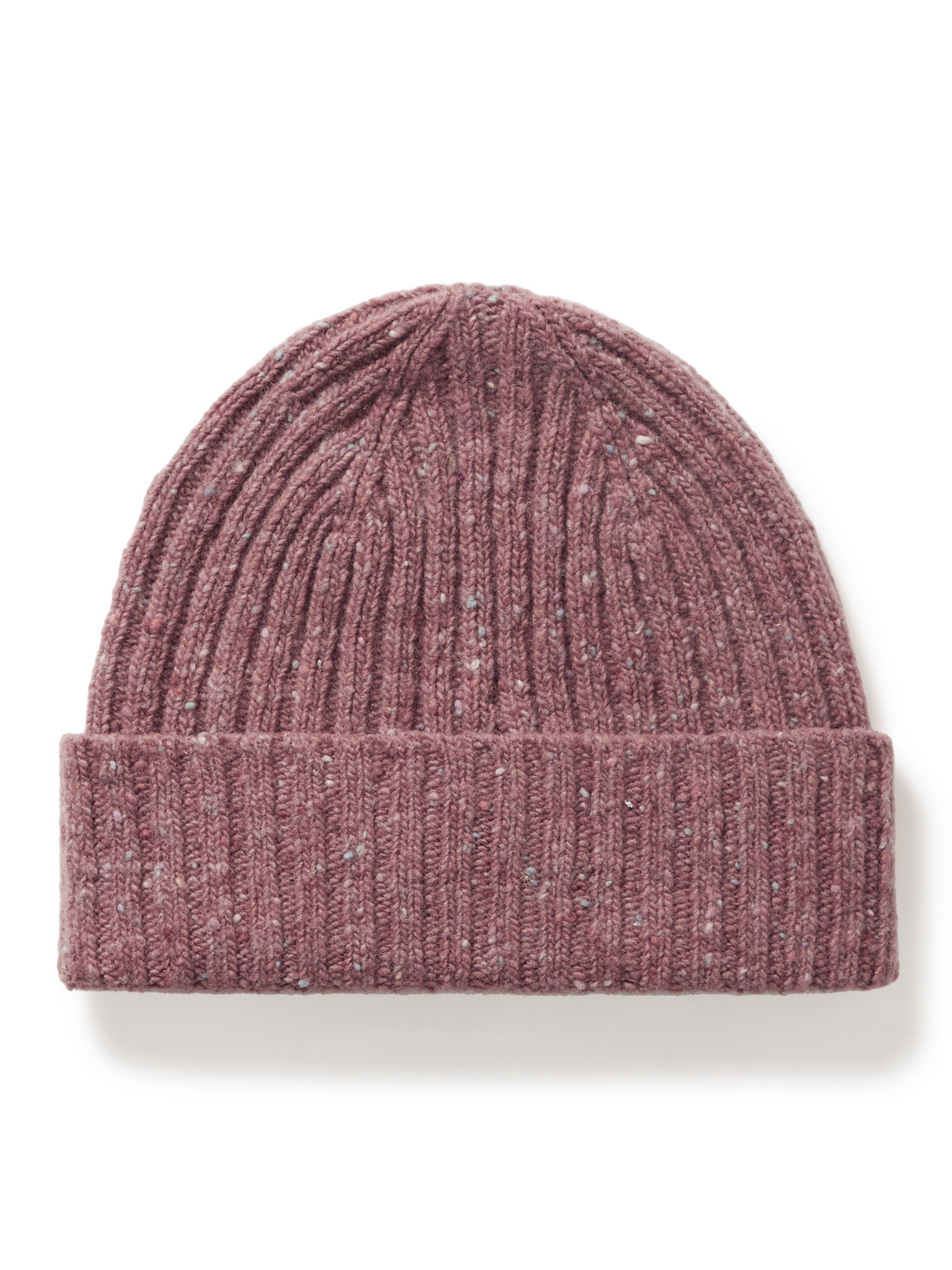 Mr P Ribbed Donegal Wool Beanie In Pink