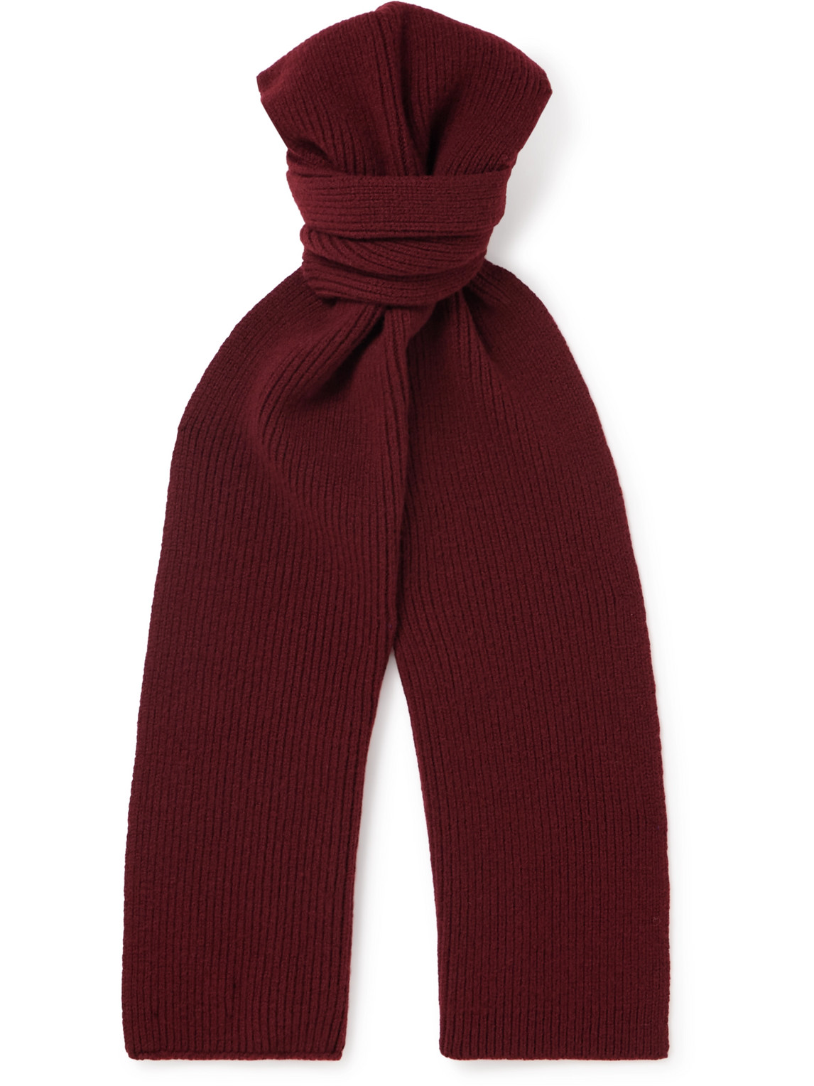 Mr P Ribbed Wool Scarf In Burgundy