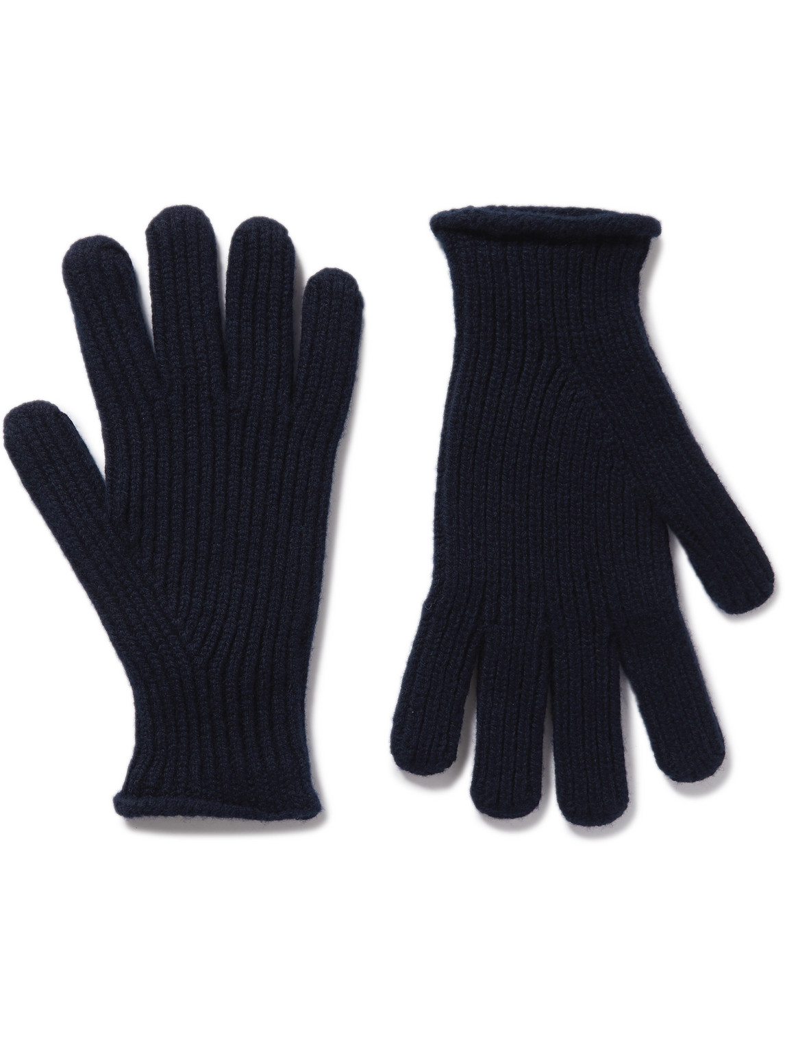 Mr P Ribbed Wool Gloves In Blue